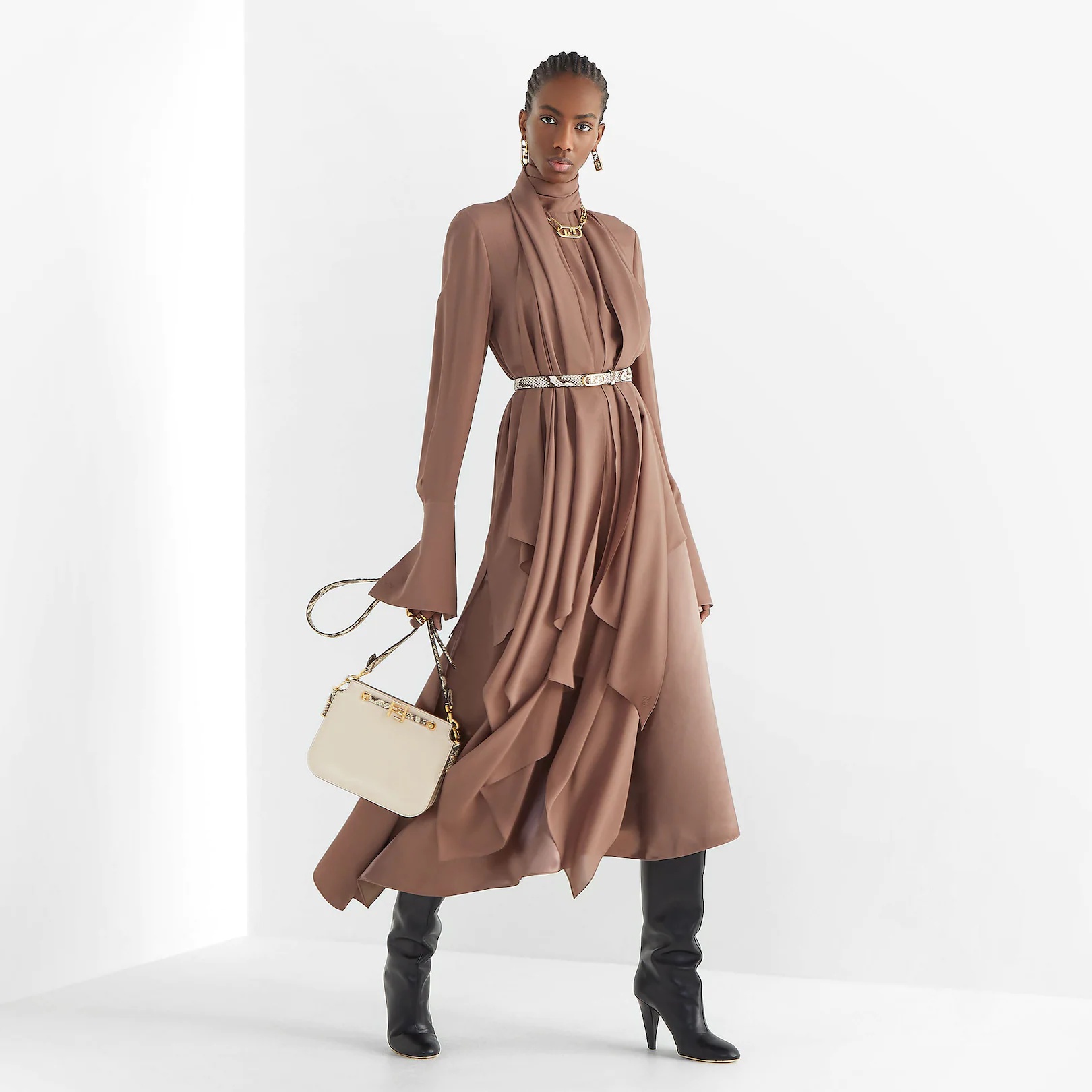 Brown satin skirt - 4