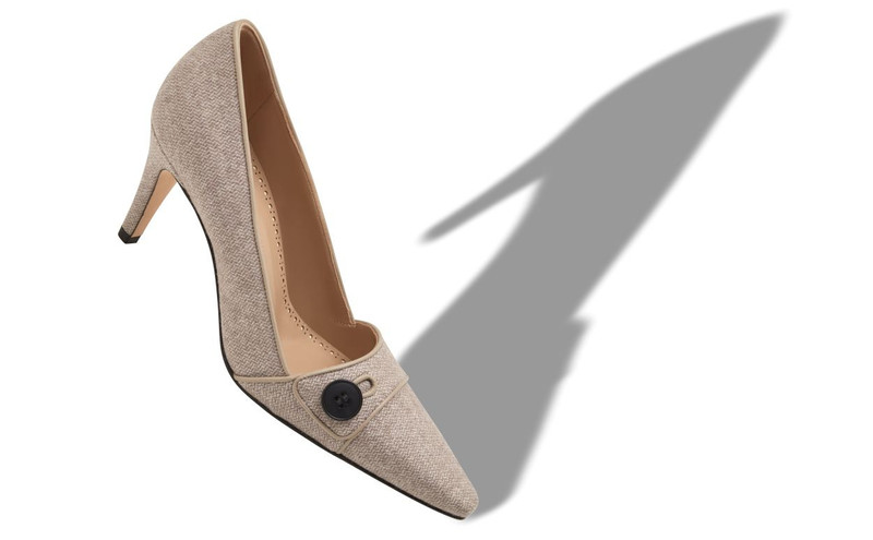 Manolo Blahnik Light Brown and Grey Wool Pumps outlook