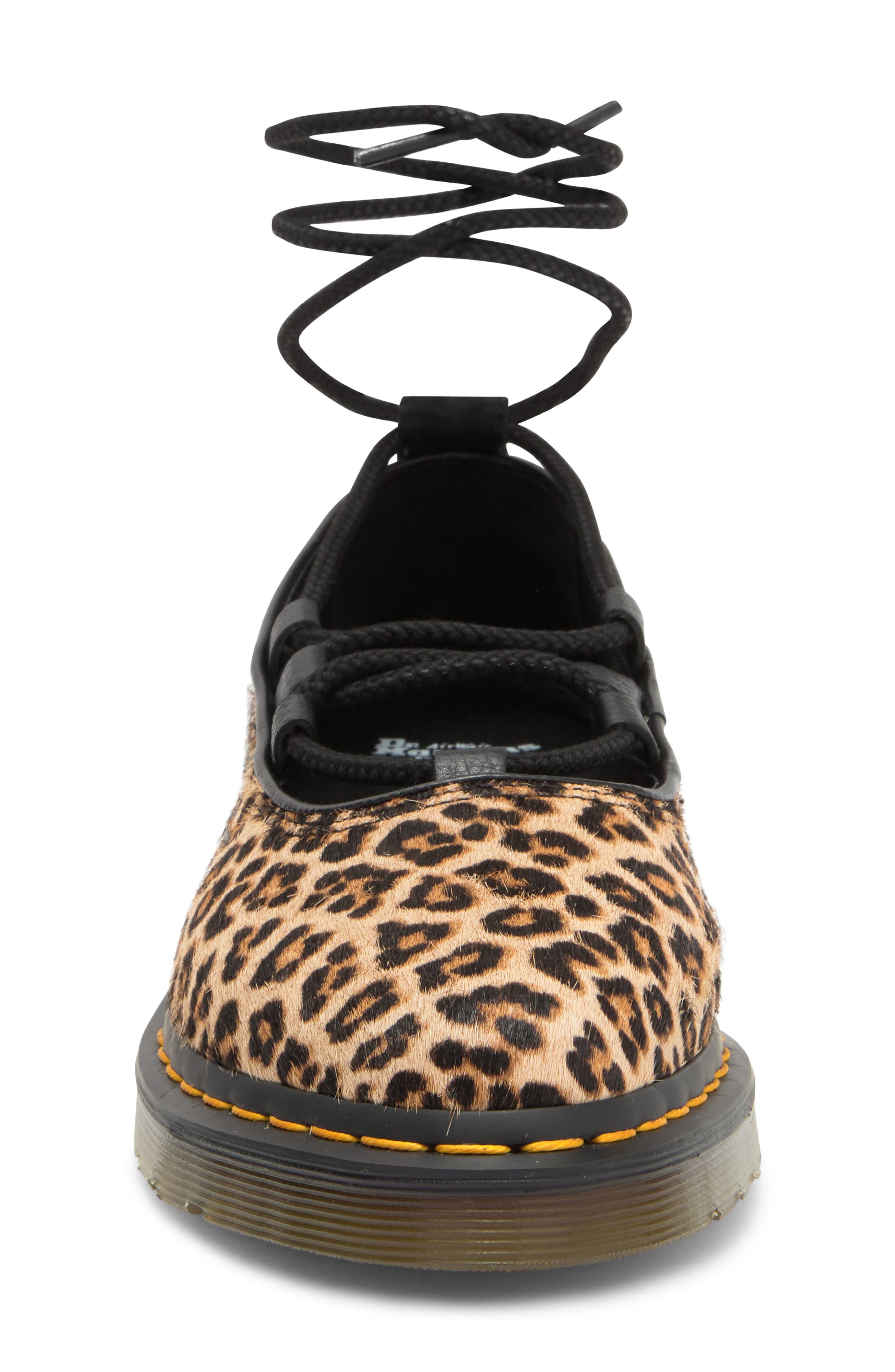 Dr. Martens Elphie Ankle Wrap Flat in Leopard Hair On at Nordstrom - 4