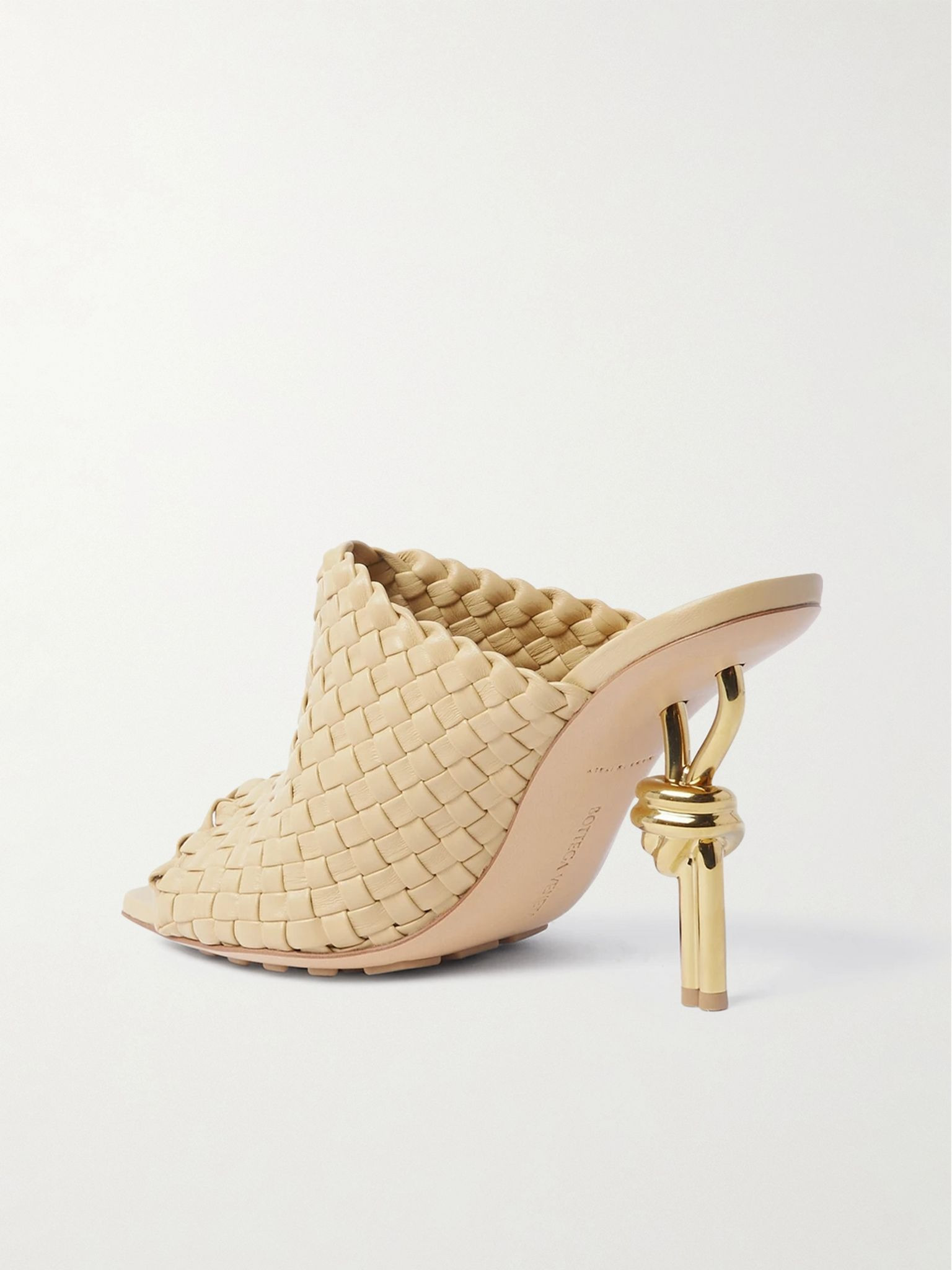 Knot embellished intrecciato leather mules Neutral - 3