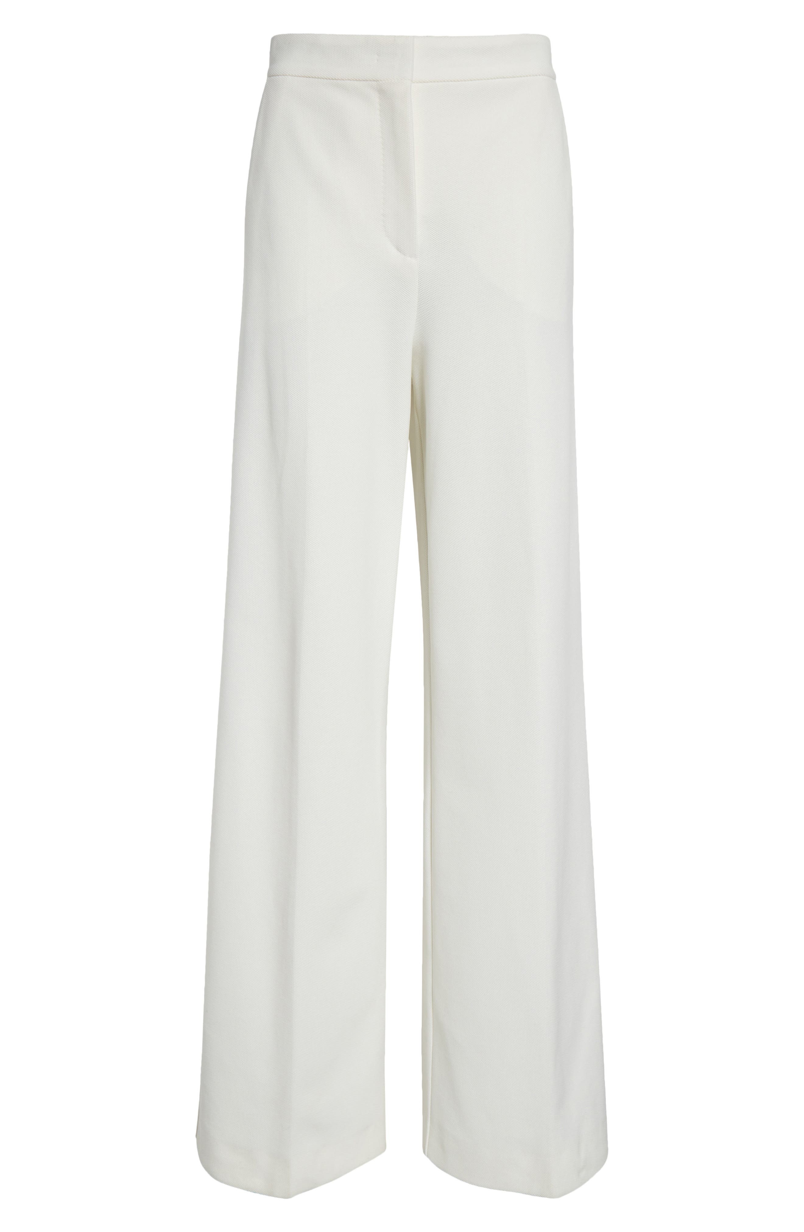 Max Mara Ponte Knit Wide Leg Pants in White at Nordstrom - 6