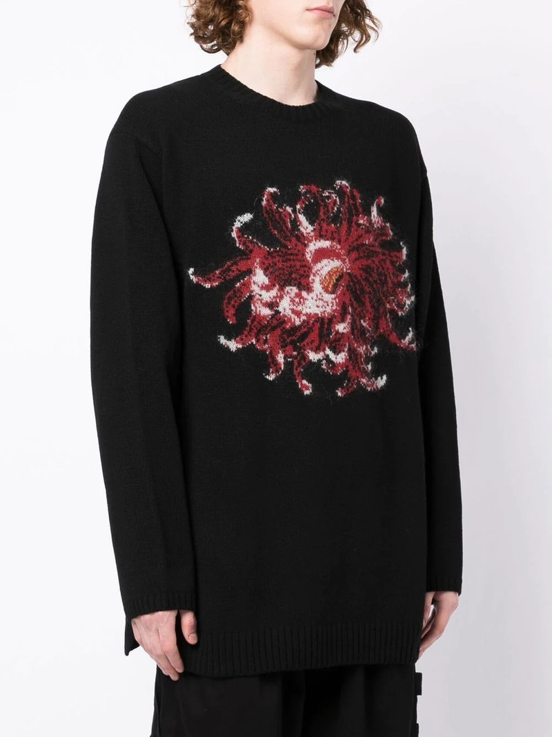 Yohji Yamamoto floral-print wool jumper outlook