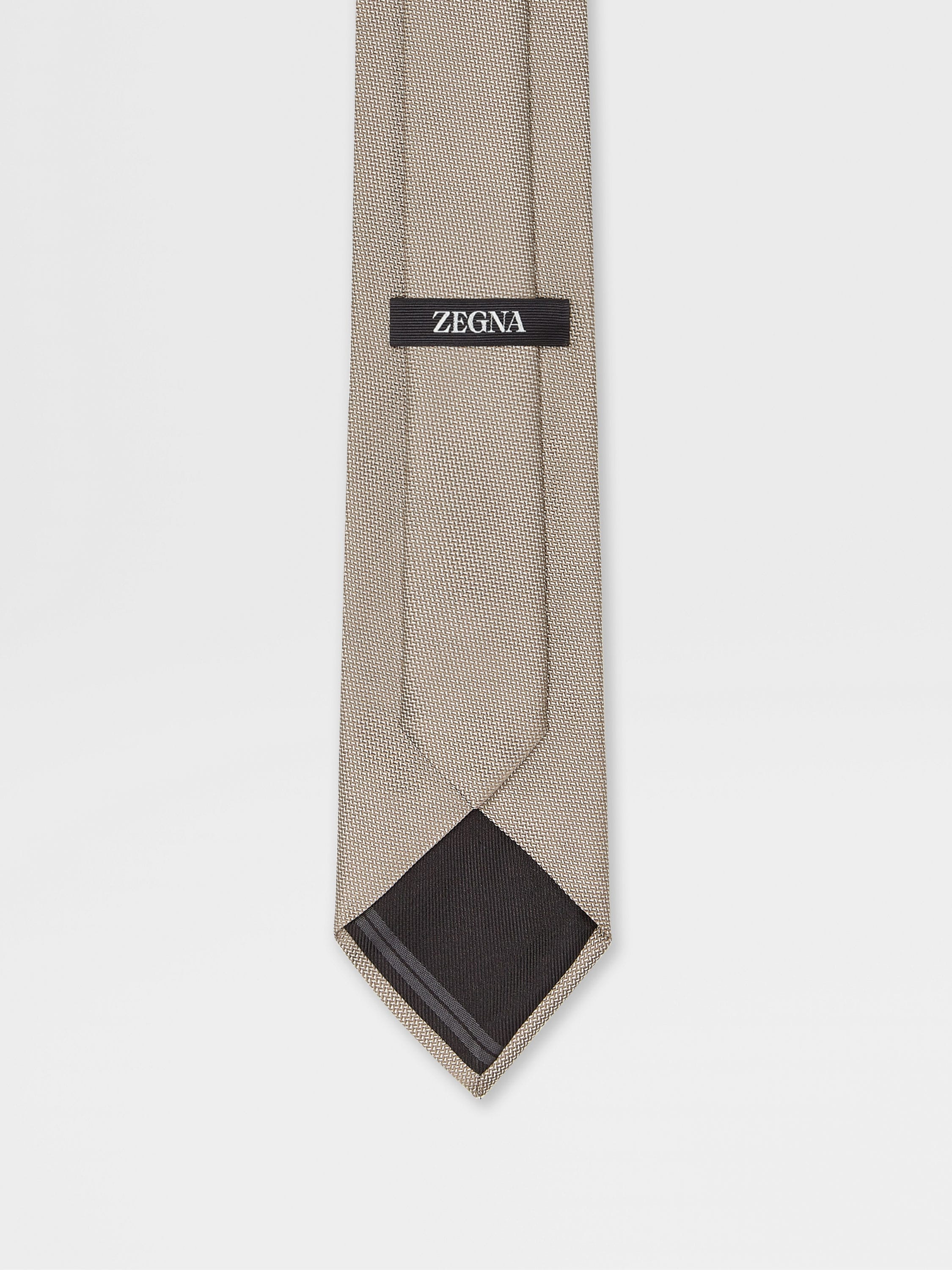 BEIGE JACQUARD SILK TIE - 3