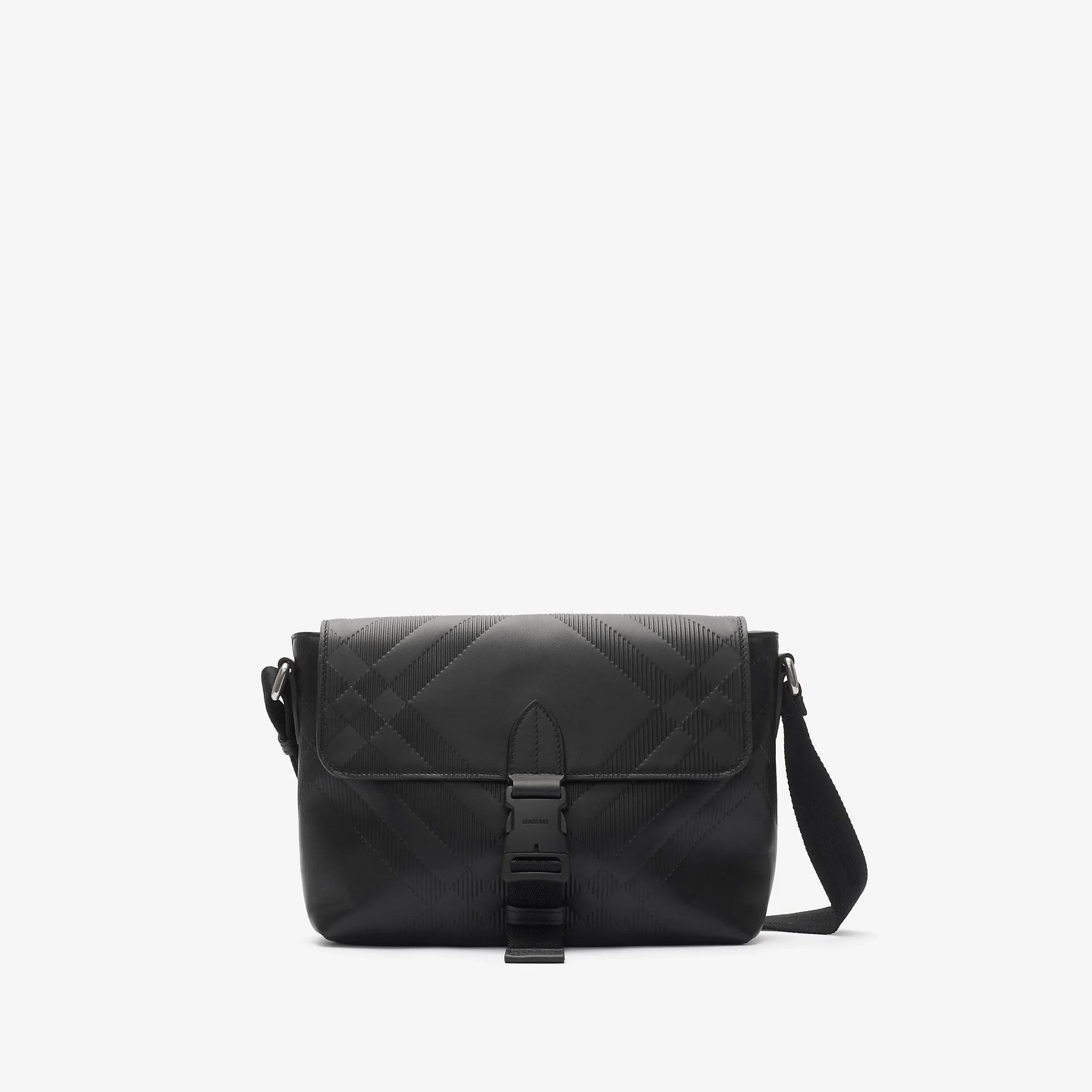 Small Embossed Check Buckled Messenger Bag - 1