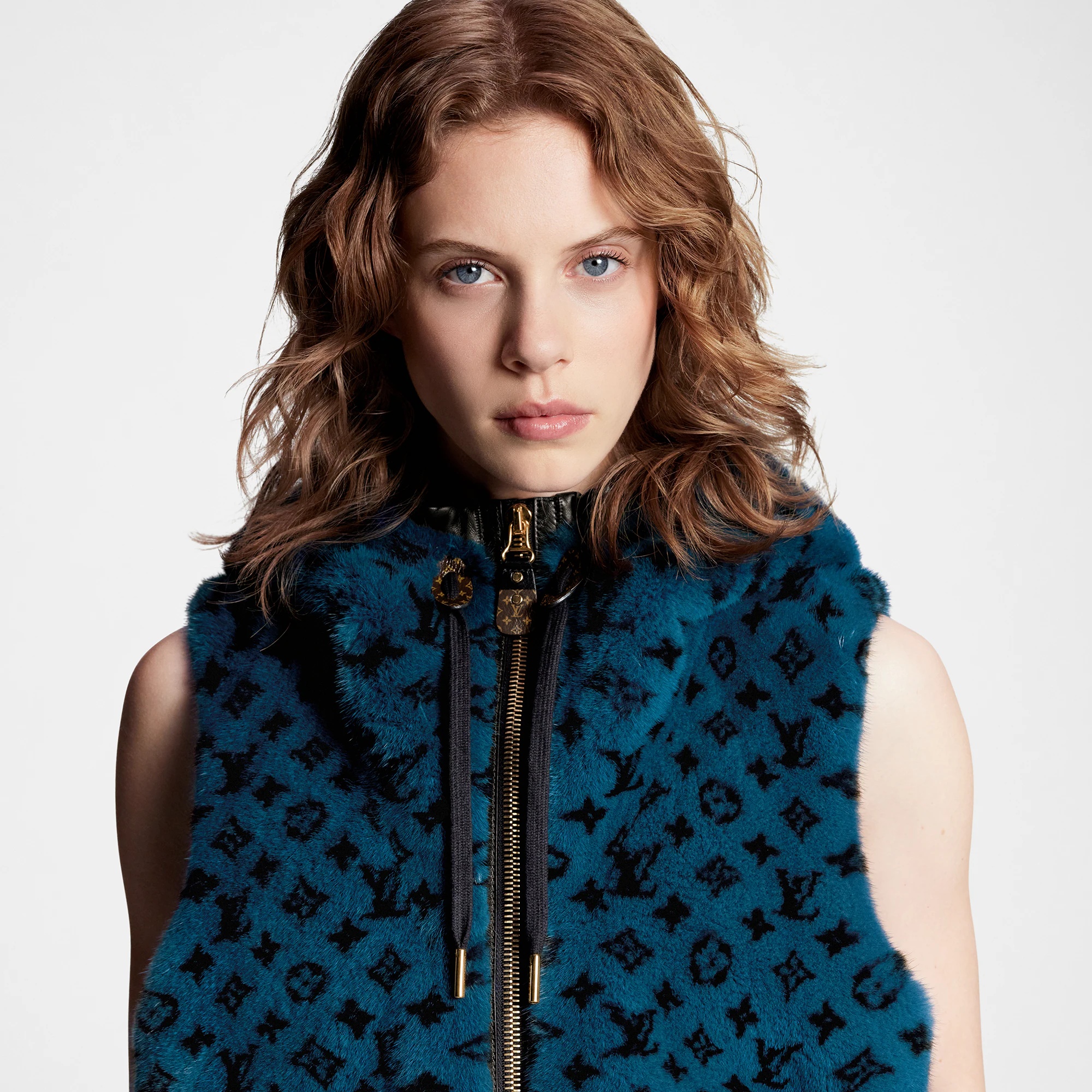 Monogram Mink Sleeveless Peplum Jacket - 2