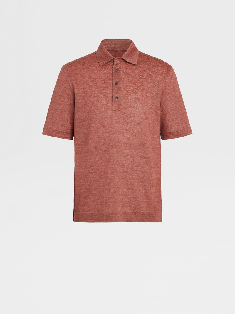 DUST PINK LINEN POLO SHIRT 1