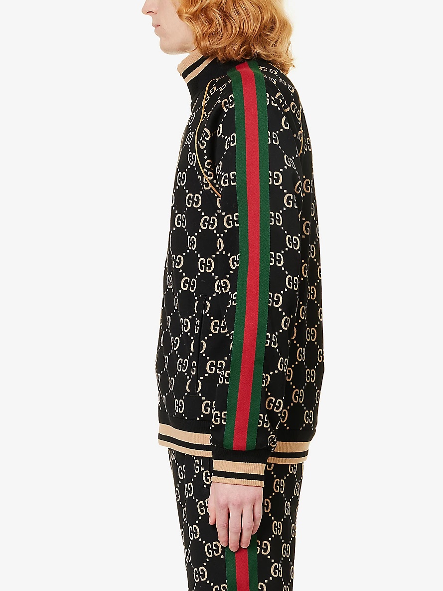 Monogram side-stripe cotton-jersey jacket - 3