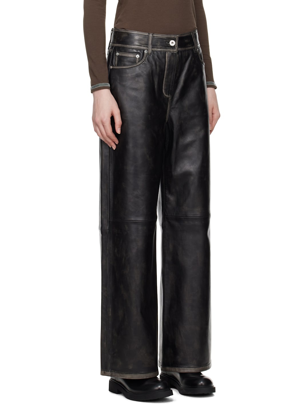 Black Mylah Leather Pants - 2