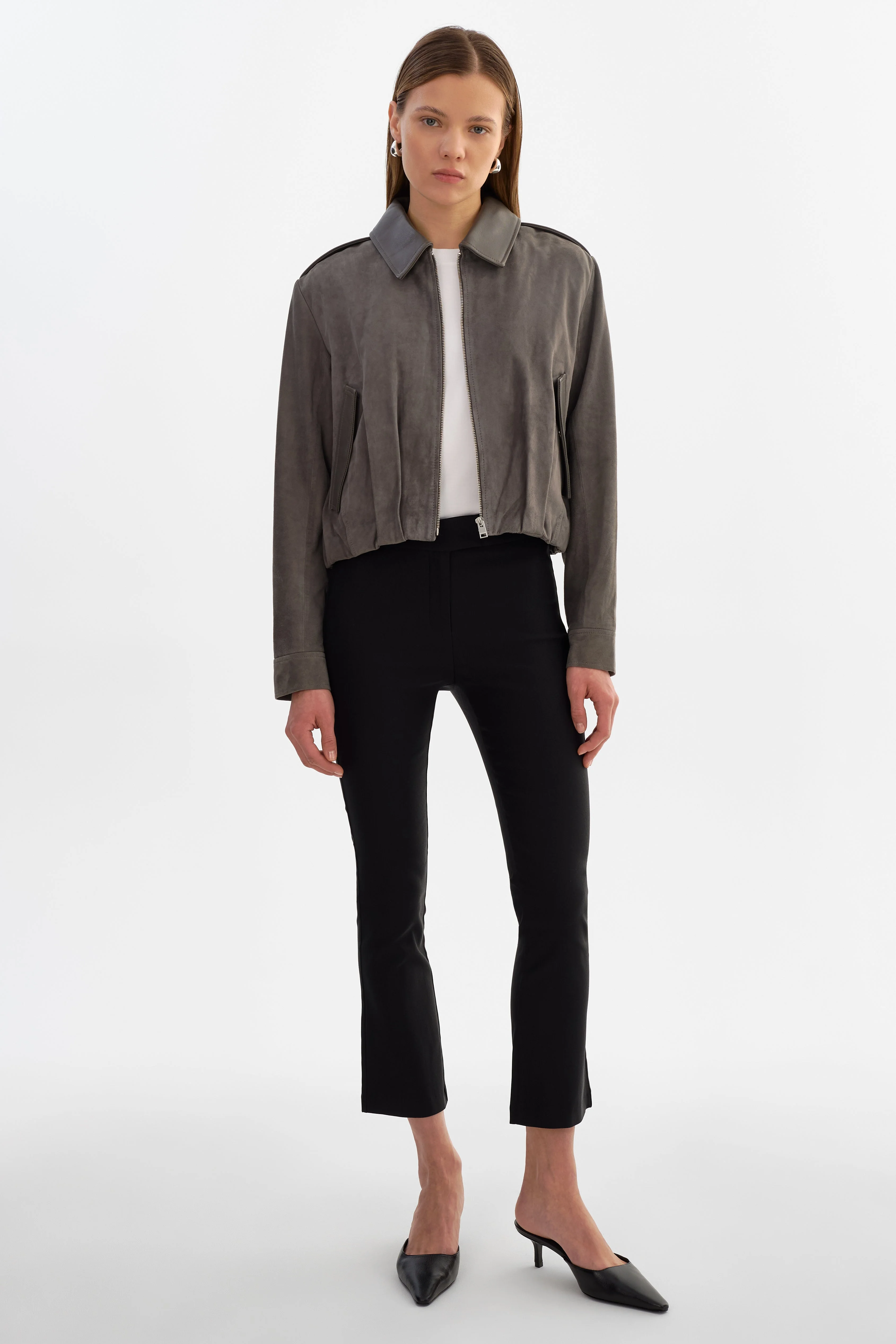 NORA | Cropped Flare Stretch Twill Pants - 1