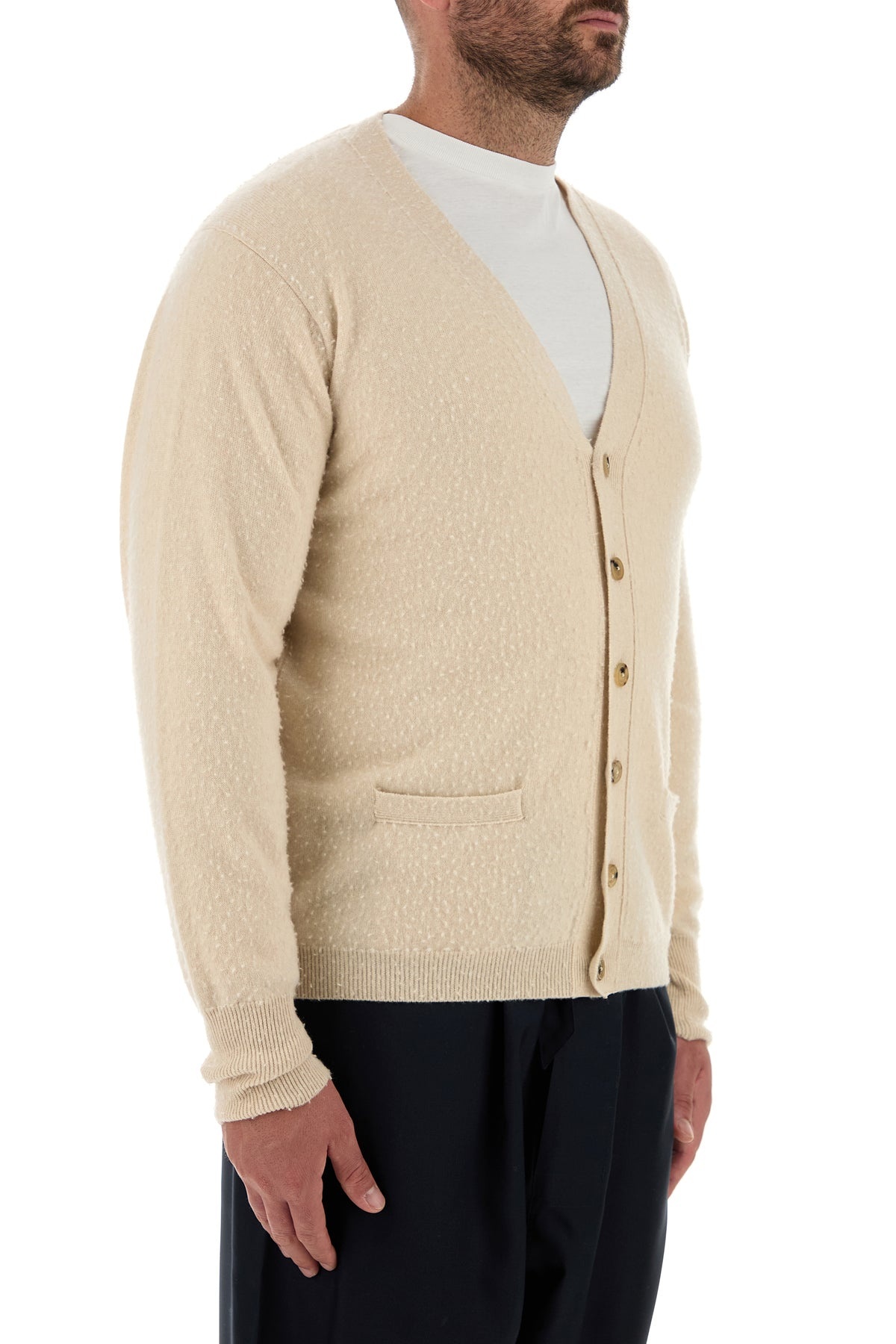 Sand cashmere blend cardigan - 3