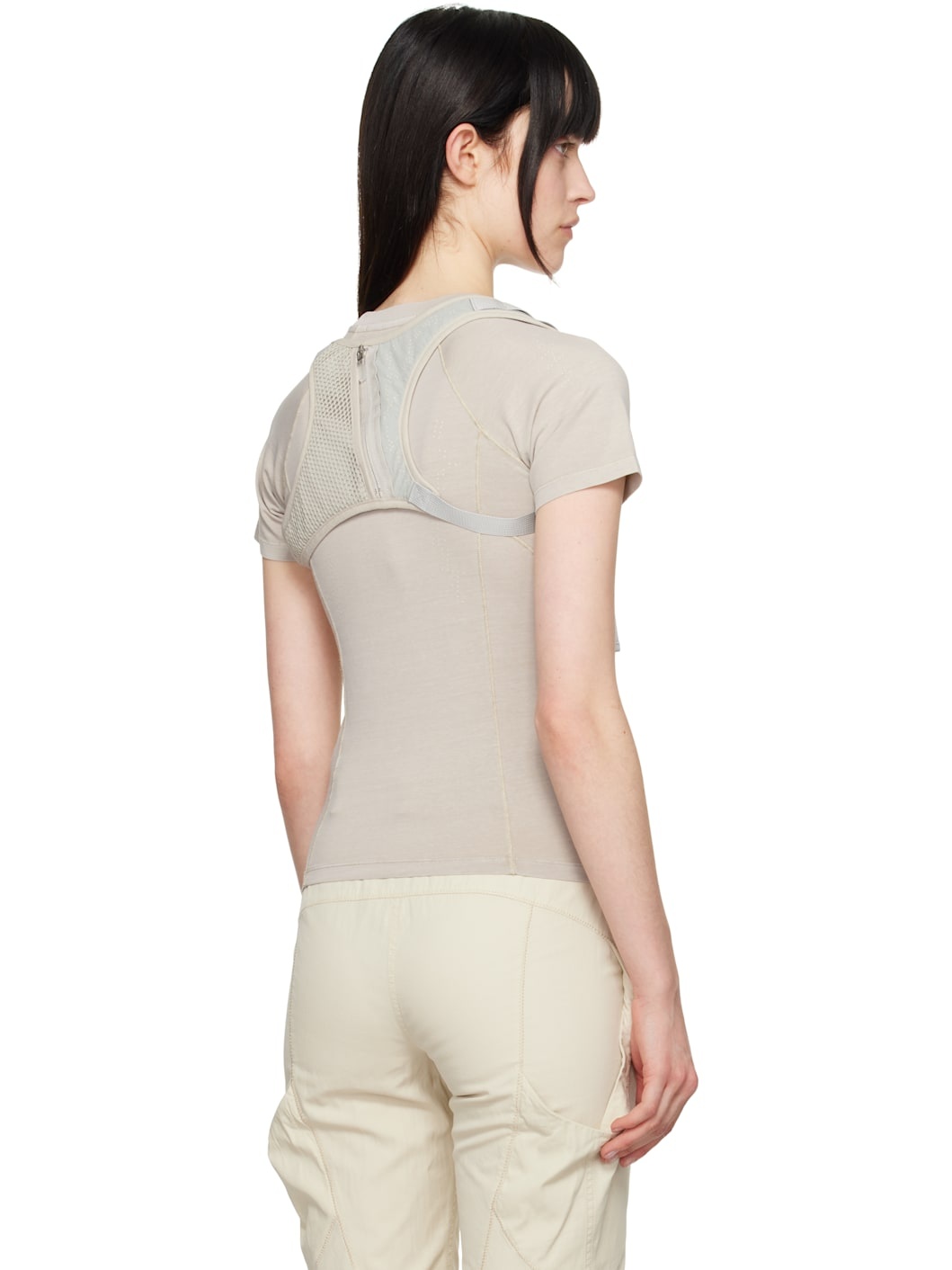 Beige Dyed Backstrap T-shirt - 3