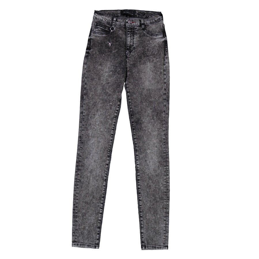 Philipp Plein Storm Grey High-Waist Cotton Jeggings - 4