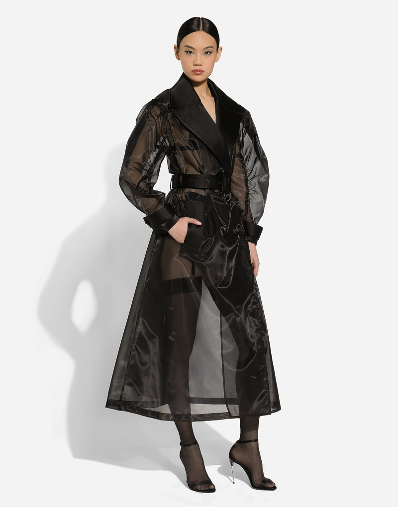 Technical organza trench coat with gathered sleeves 8
