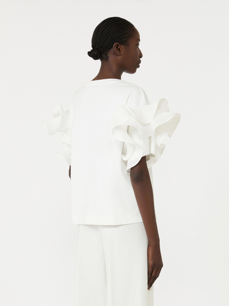 COSTONE Ruched jersey T-shirt - WHITE 4
