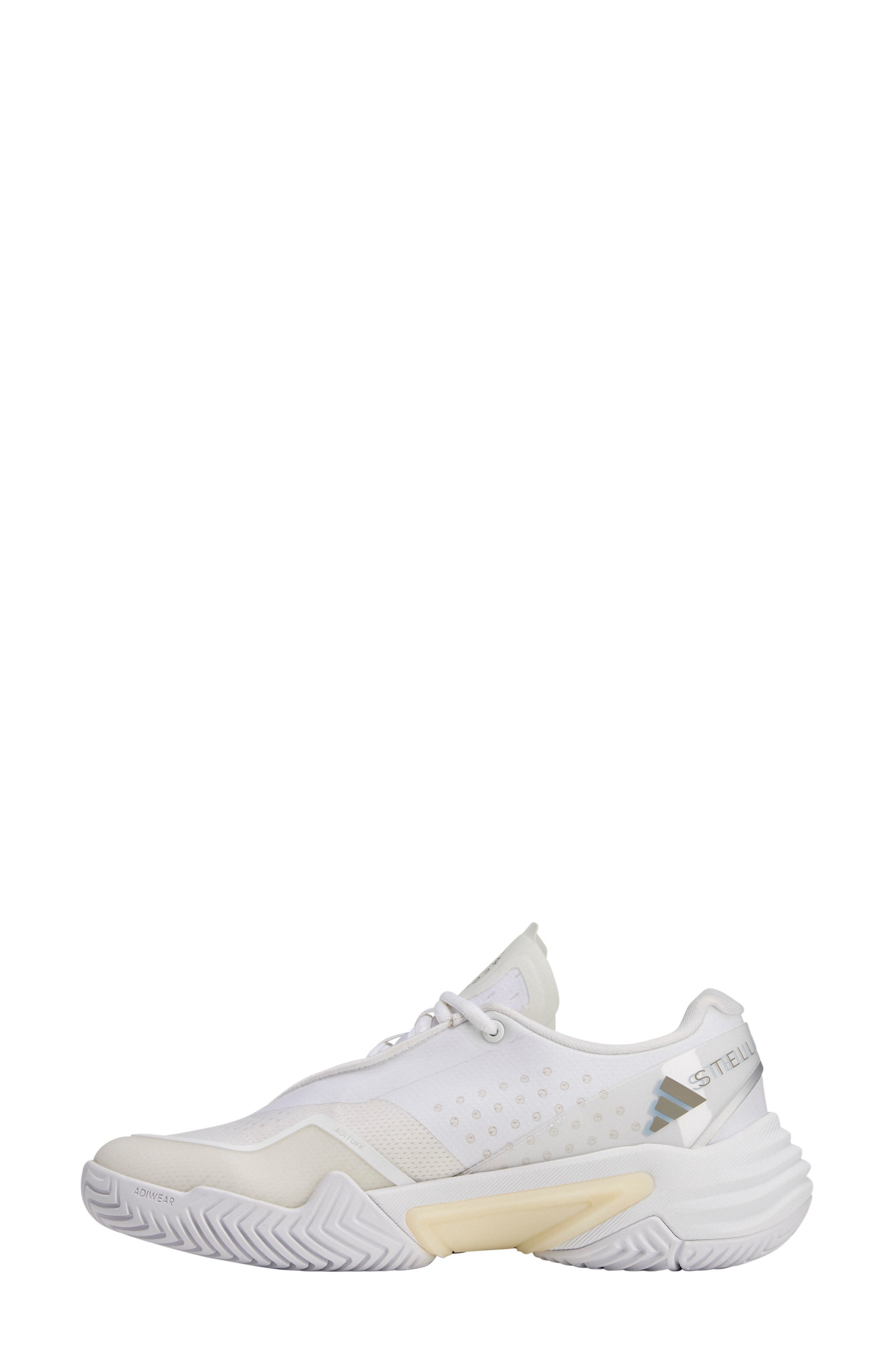 adidas by Stella McCartney Barricade Tennis Sneaker in White/Almond Milk/Grey at Nordstrom - 6