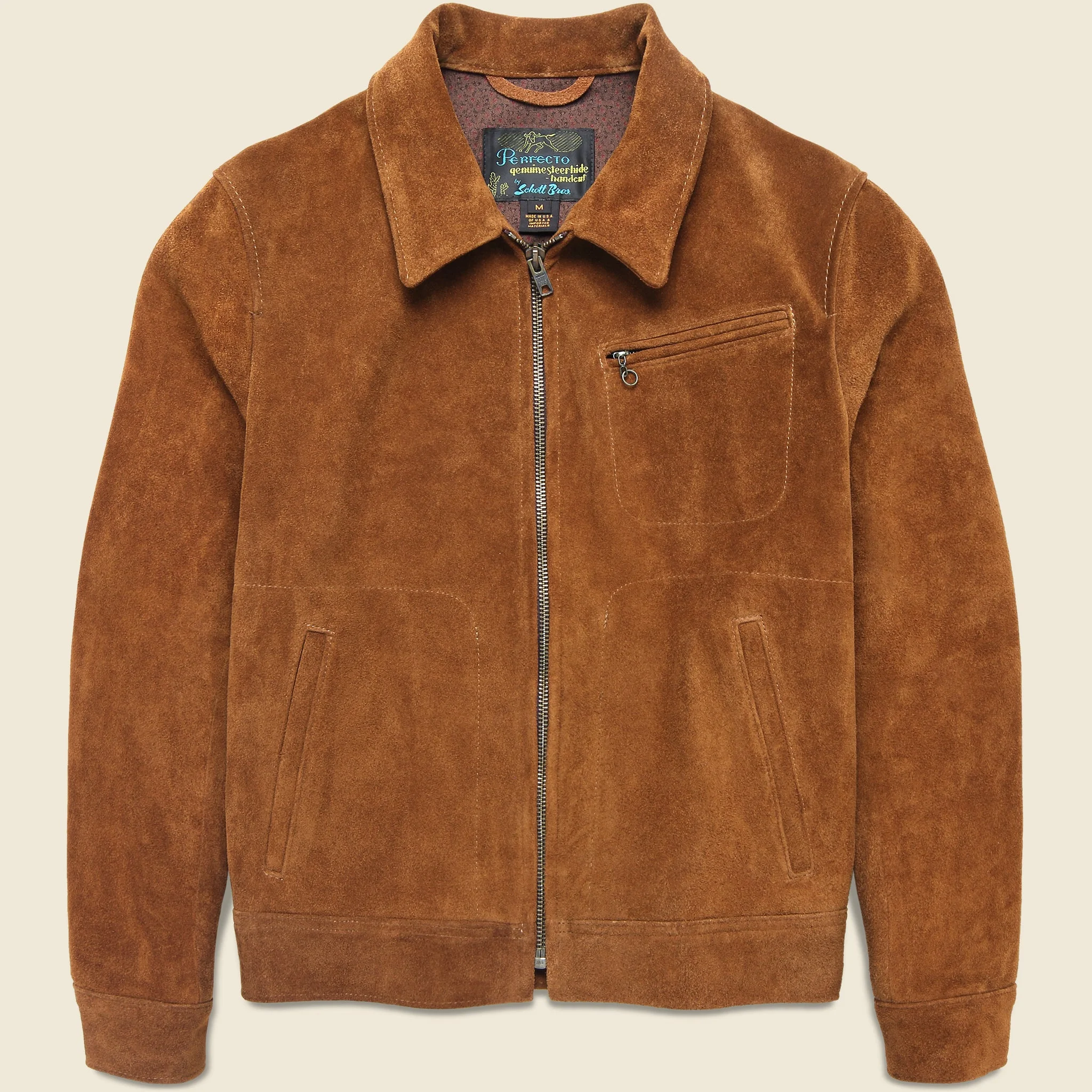 Suede Unlined Trucker Jacket - Saddle - 1