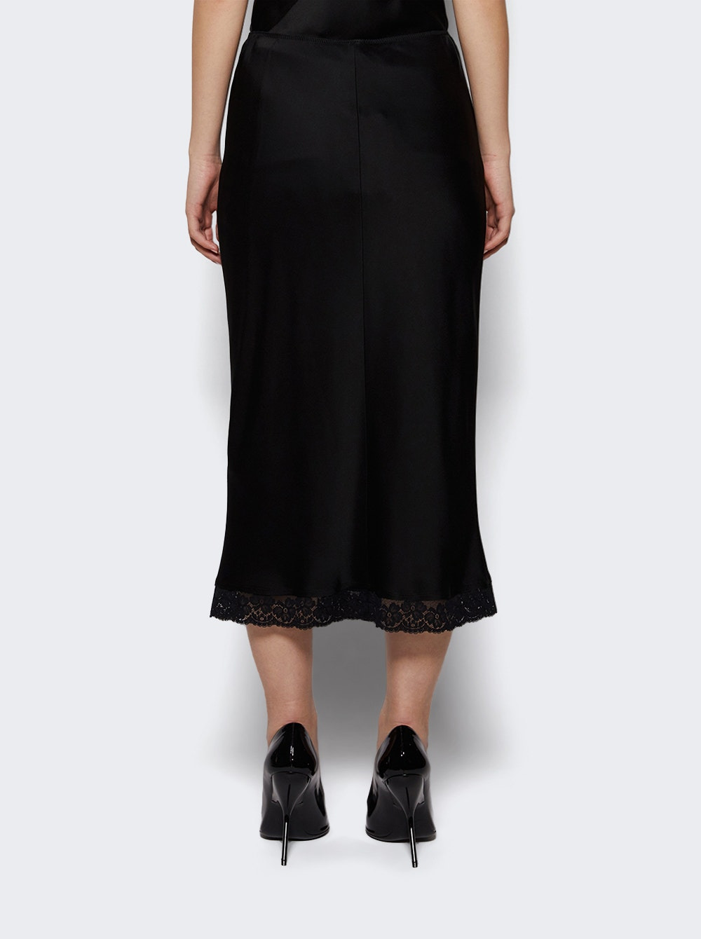 Lace Trim Slip Skirt Black - 4