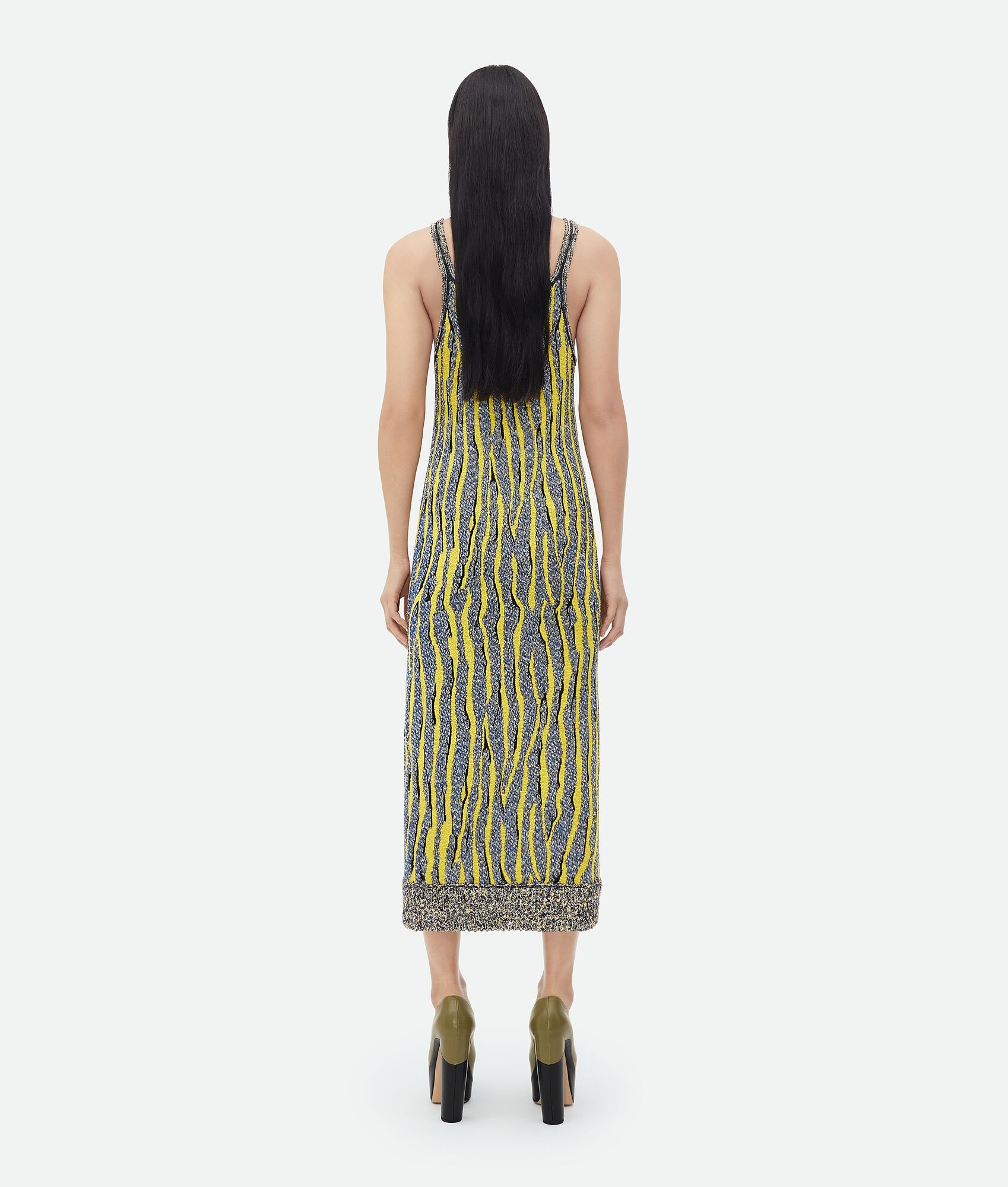 Slim Fit Viscose Jacquard Midi Dress - 3