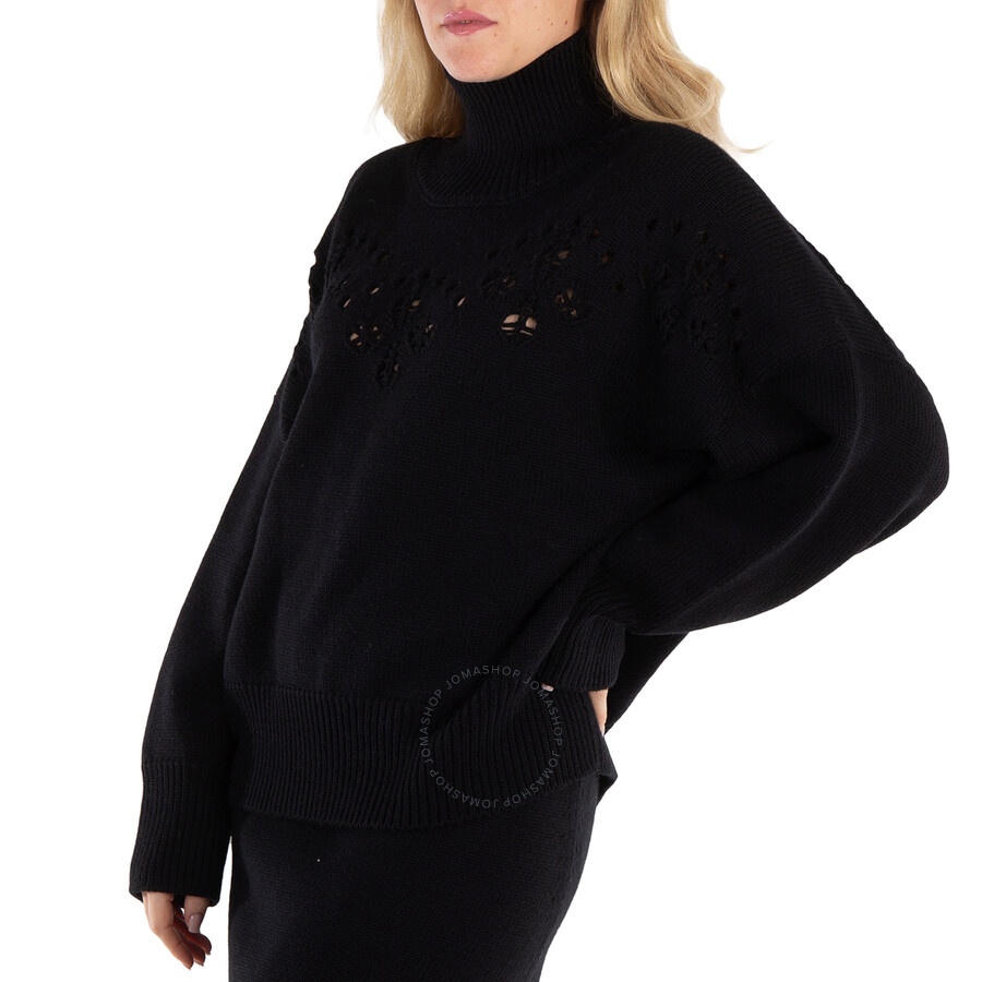 Chloe Ladies Black Pointelle-Knit Wool Jumper - 4