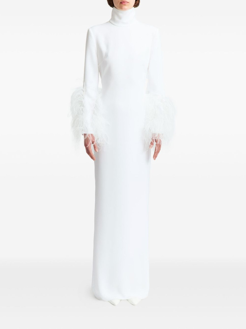 16ARLINGTON Arios feather-trim gown outlook