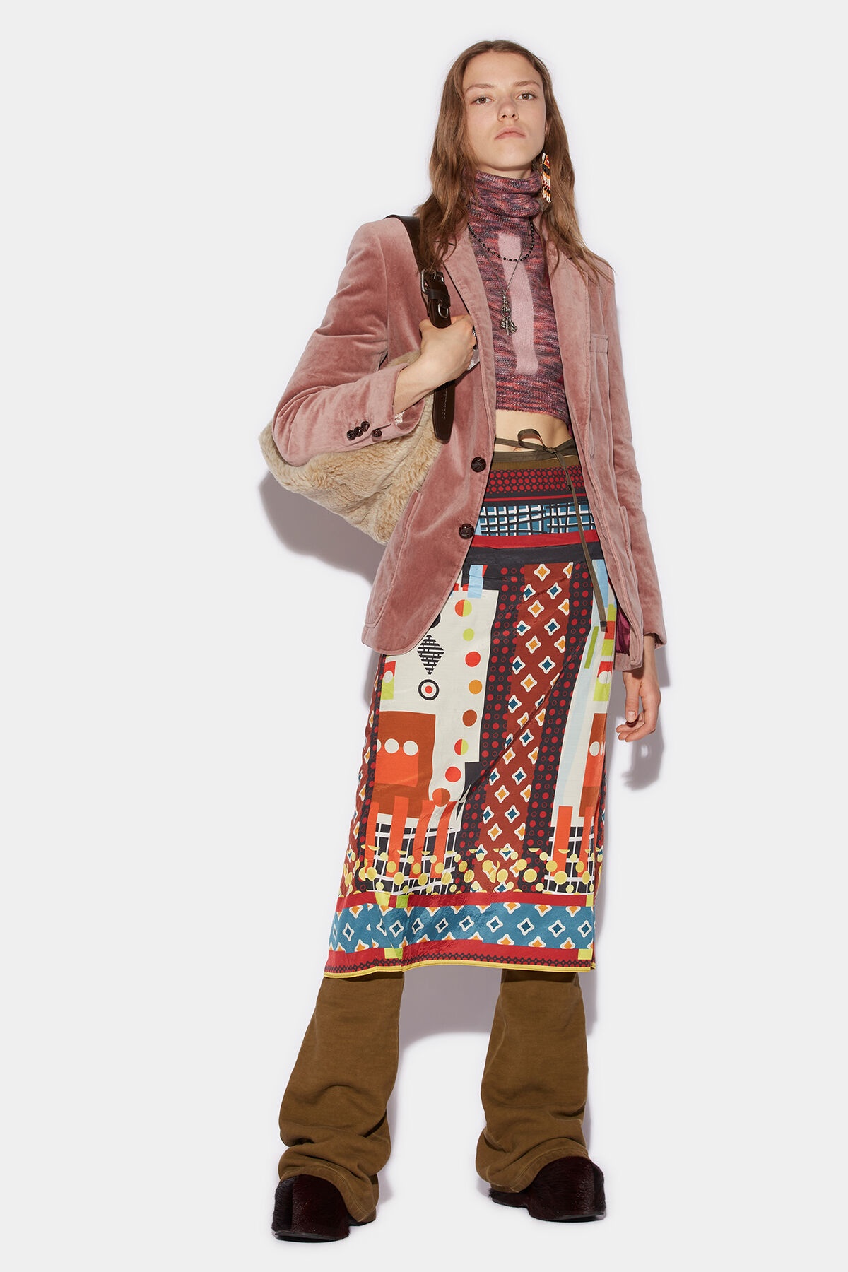 PRINTED MIDI SKIRT - 1