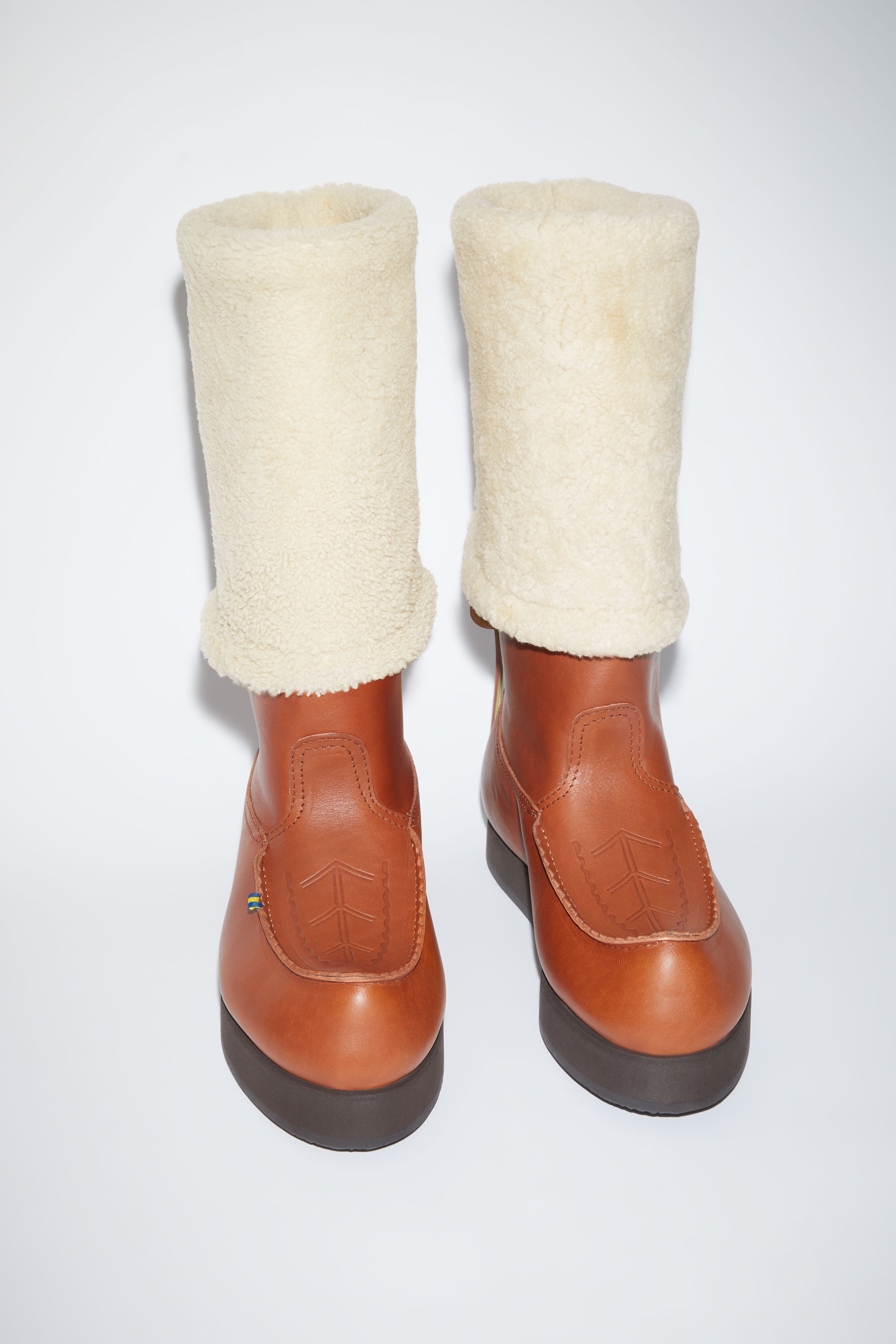 Leather boots reversible shearling - Cognac brown - 3