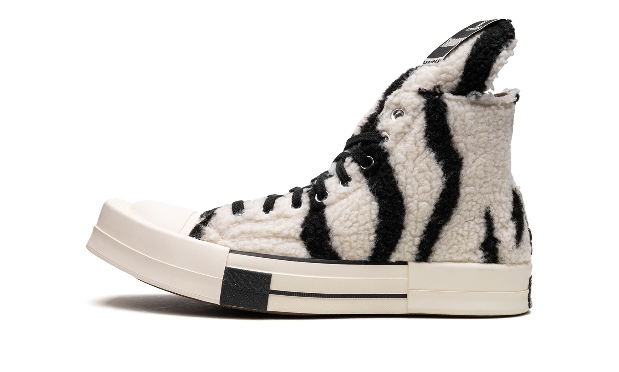 TURBODRK Chuck Taylor All-Star 70 Hi "Rick Owens DRKSHDW Sherpa Zebra Print White Black" - 1