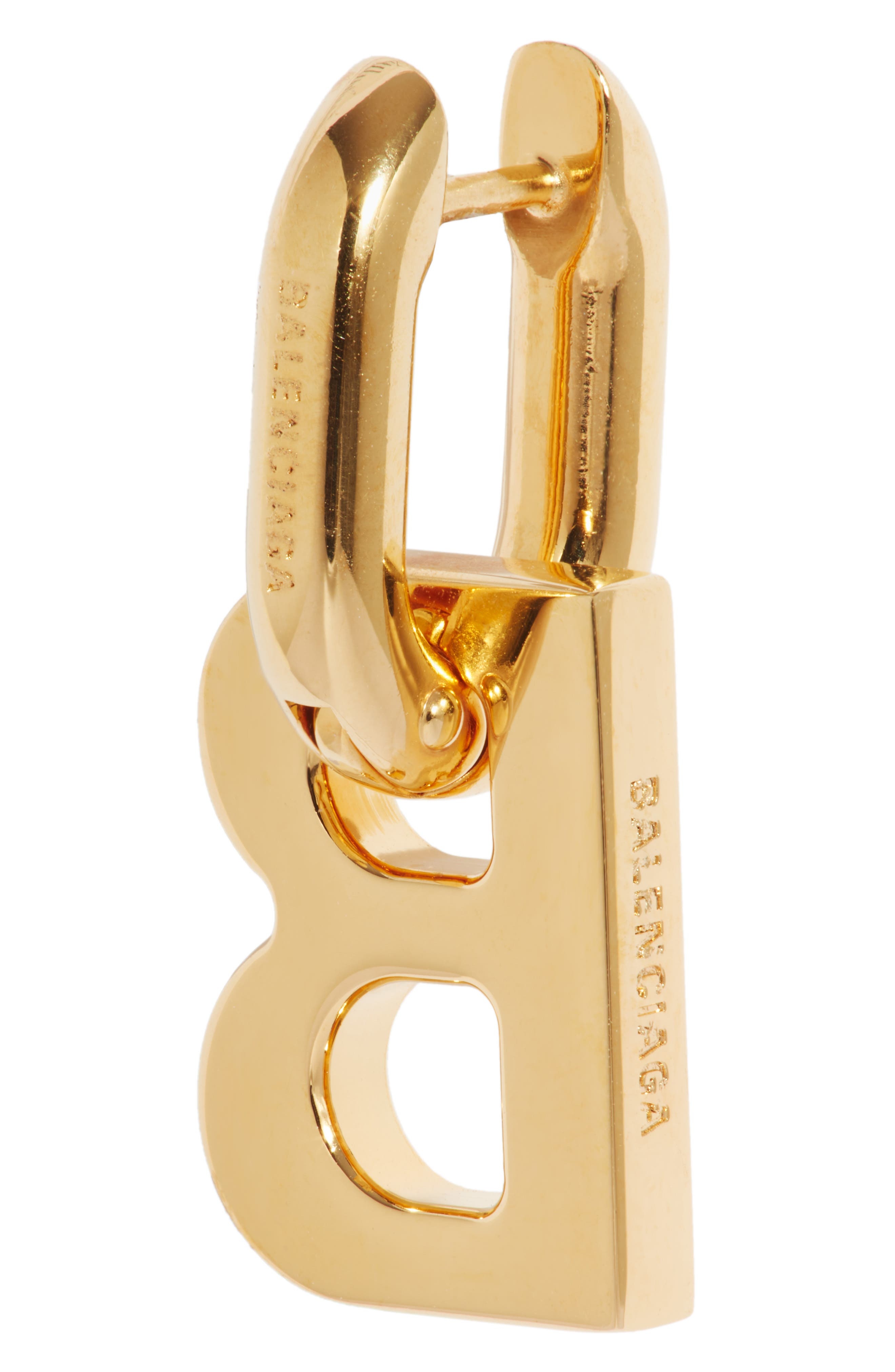 Balenciaga XS B Chain Earrings in Shiny Gold at Nordstrom - 3