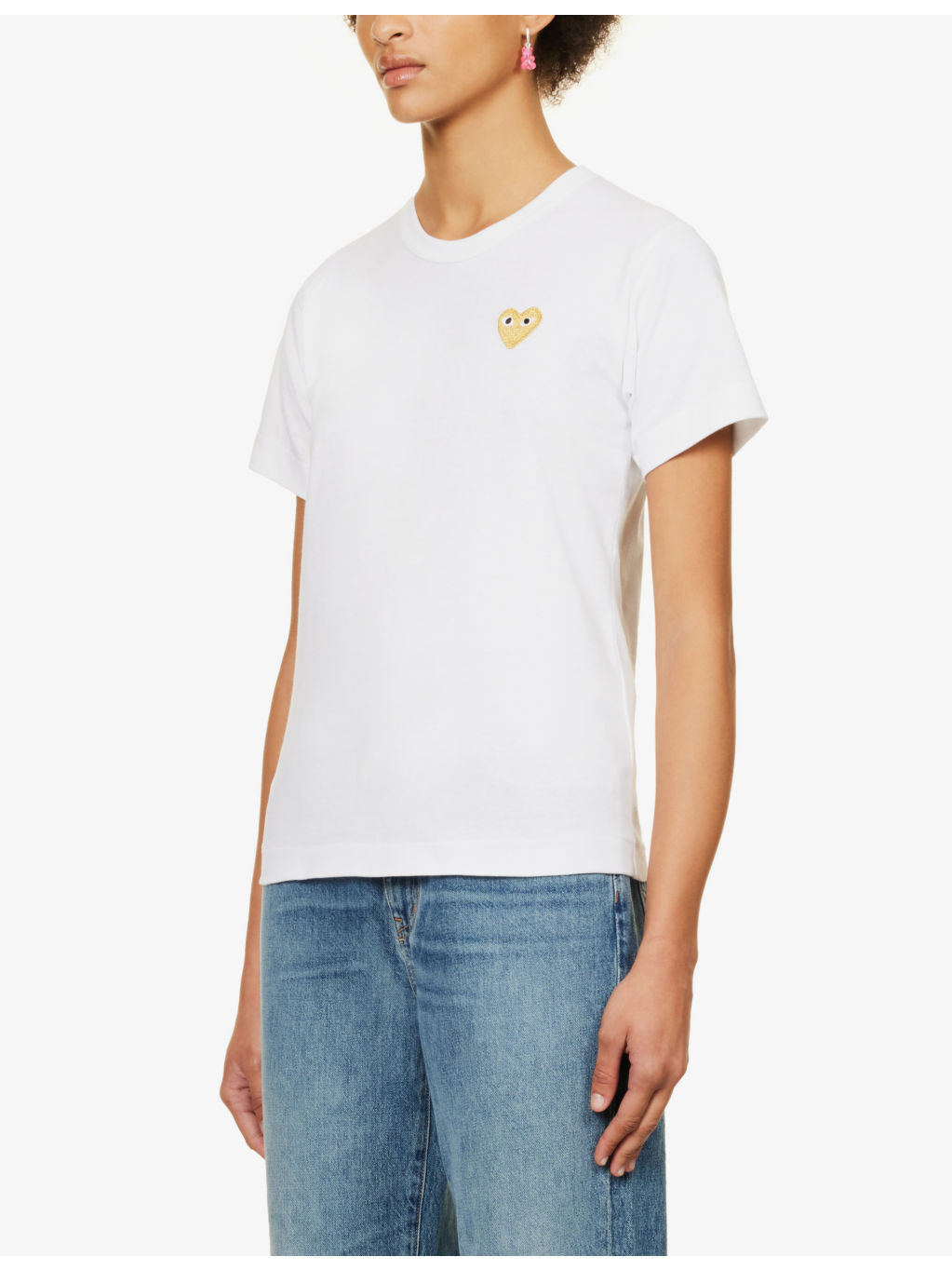 Heart-embroidered cotton T-shirt - 3