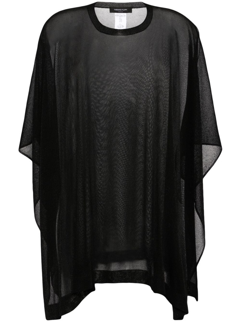 lurex- detailing semi-sheer cape 1