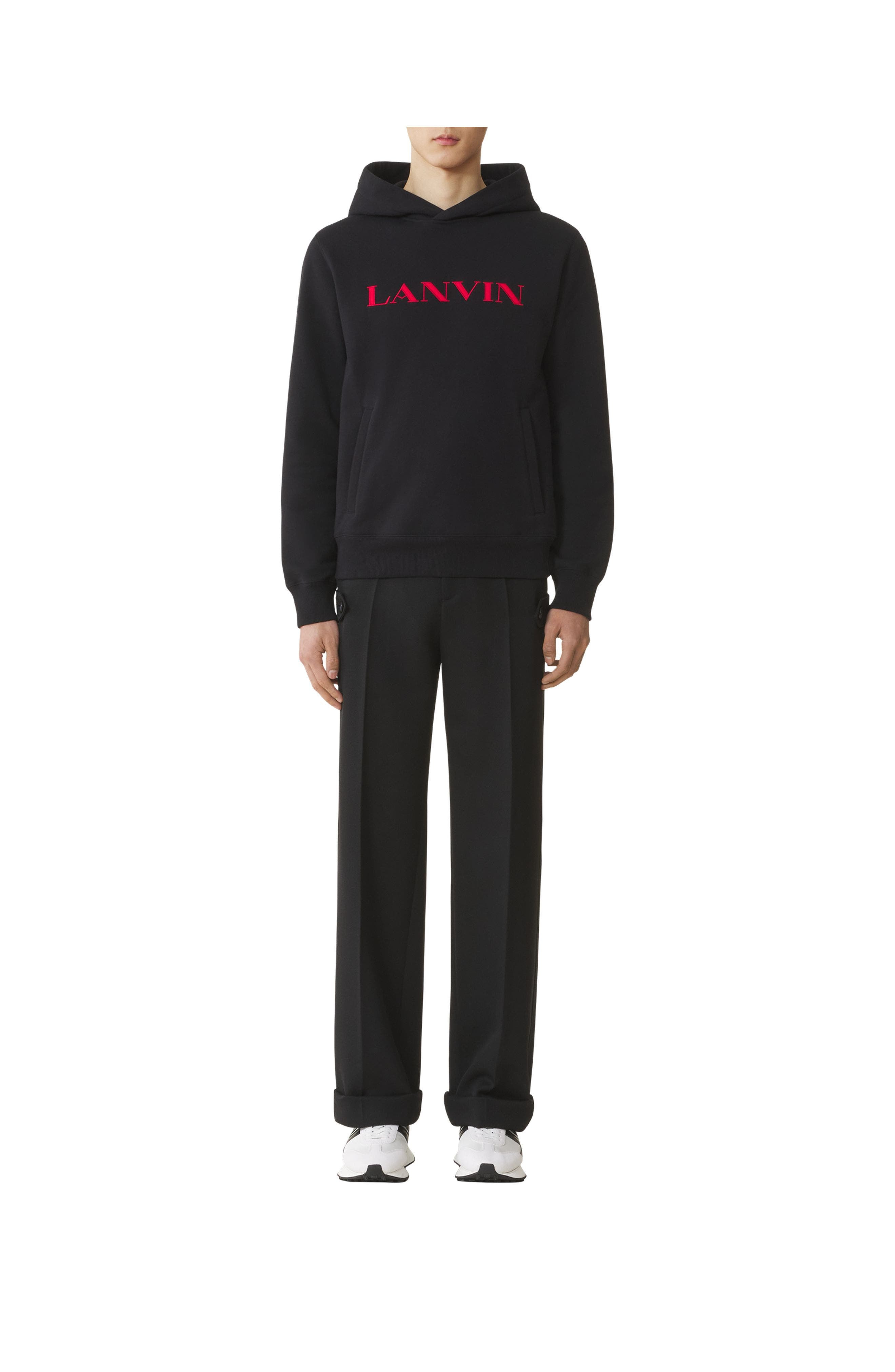 Lanvin Embroidered Cotton Hoodie in Black at Nordstrom - 2