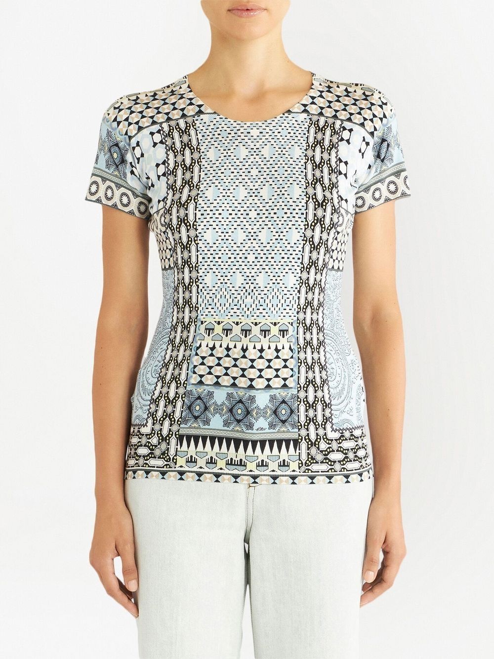 graphic-print knitted silk T-shirt - 2