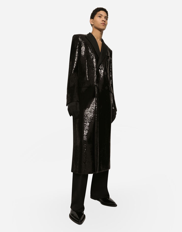 Sequined double-breasted coat - 6