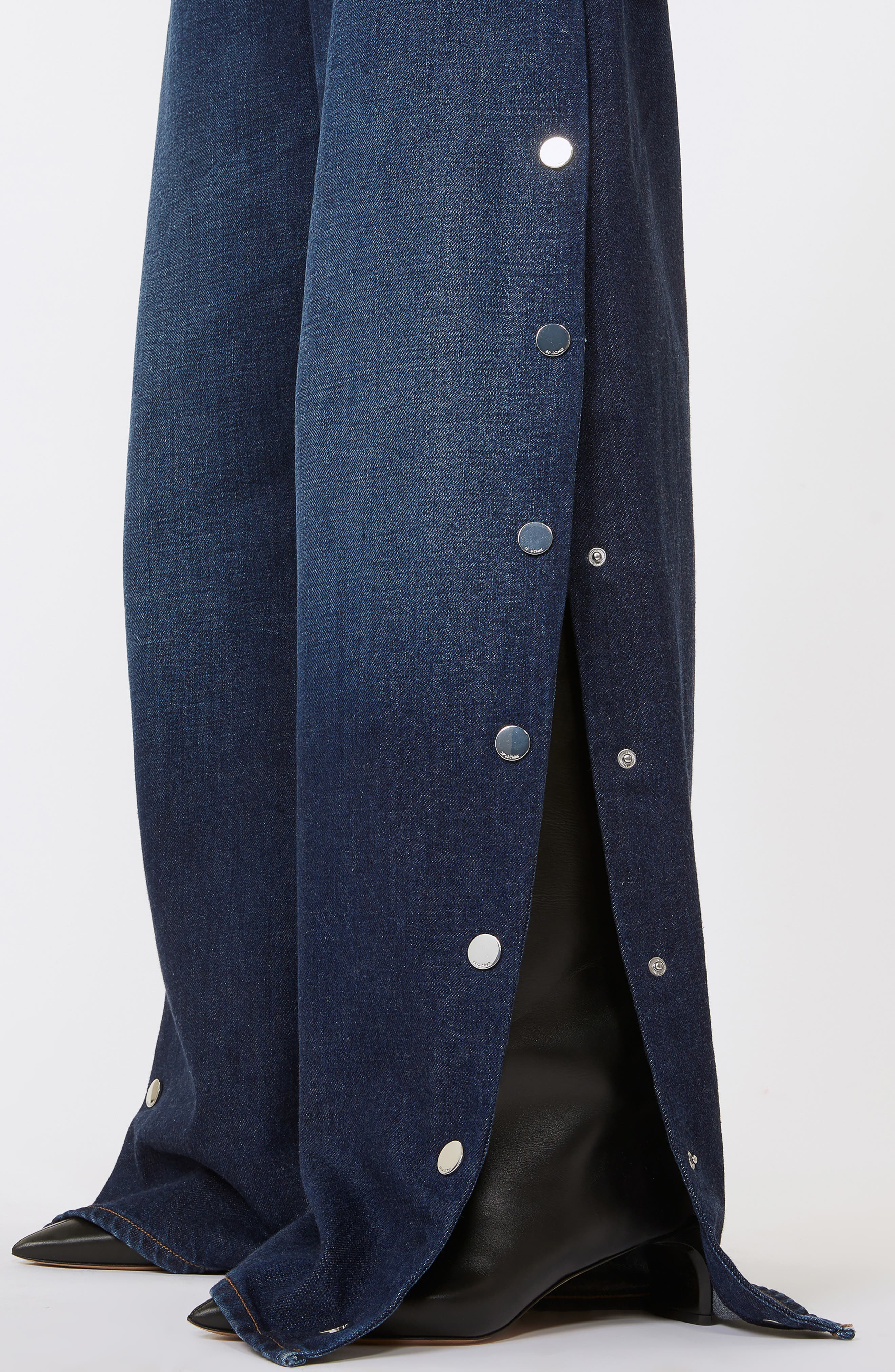SPORTMAX Lichene Side Snap Wide Leg Jeans in Midnight Blue at Nordstrom - 3