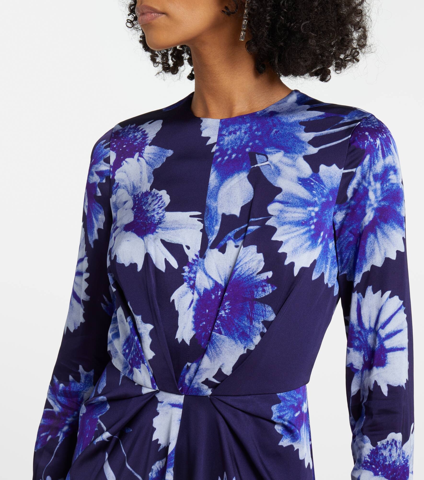 Floral draped midi dress - 4