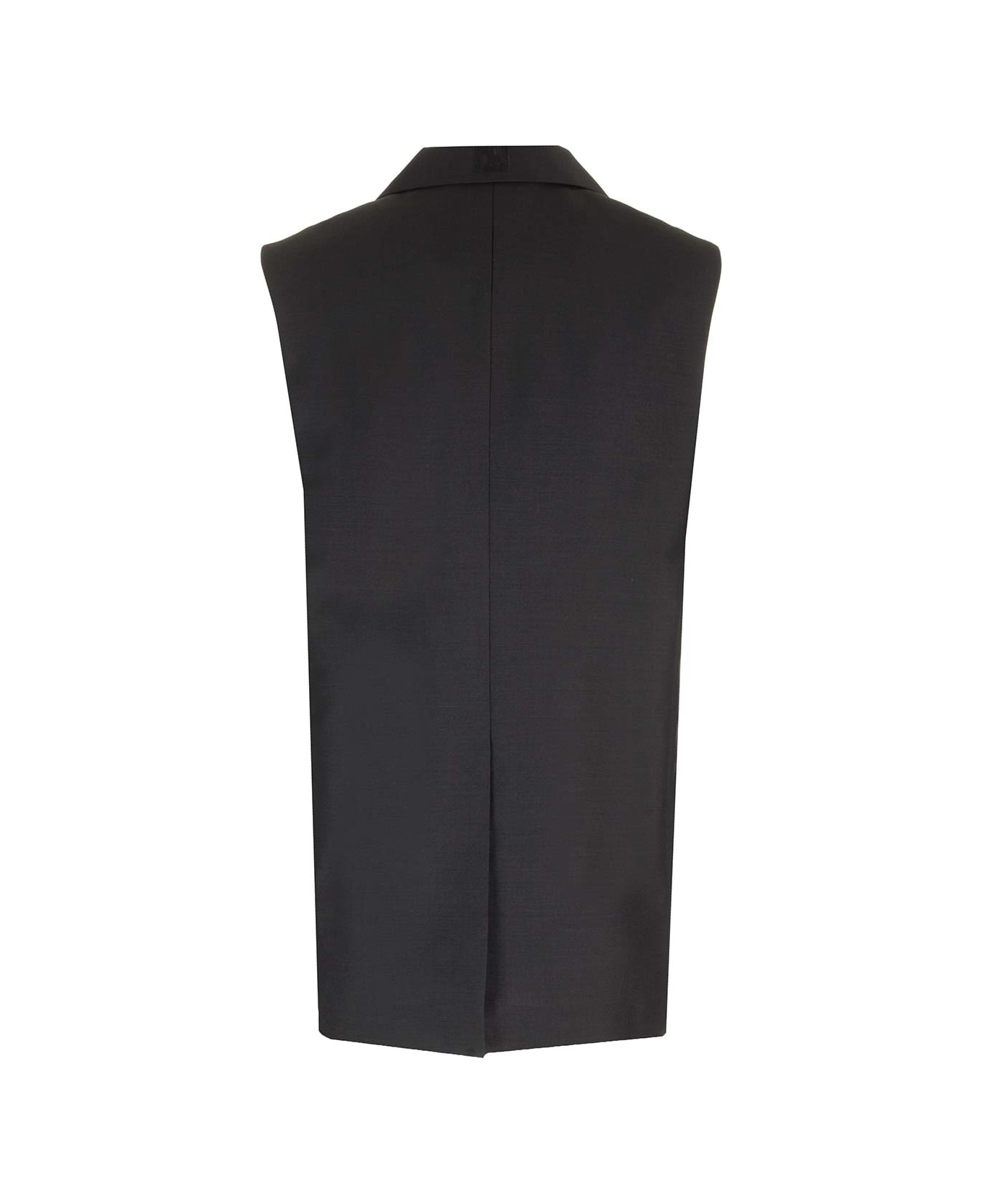 Black Mohair And Wool Vest - 2