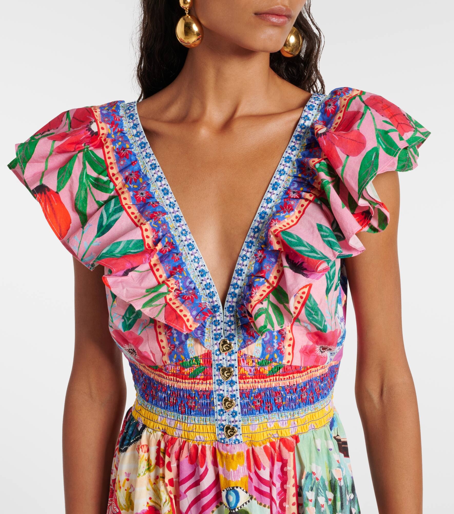 Embellished cutout cotton maxi dress - 4