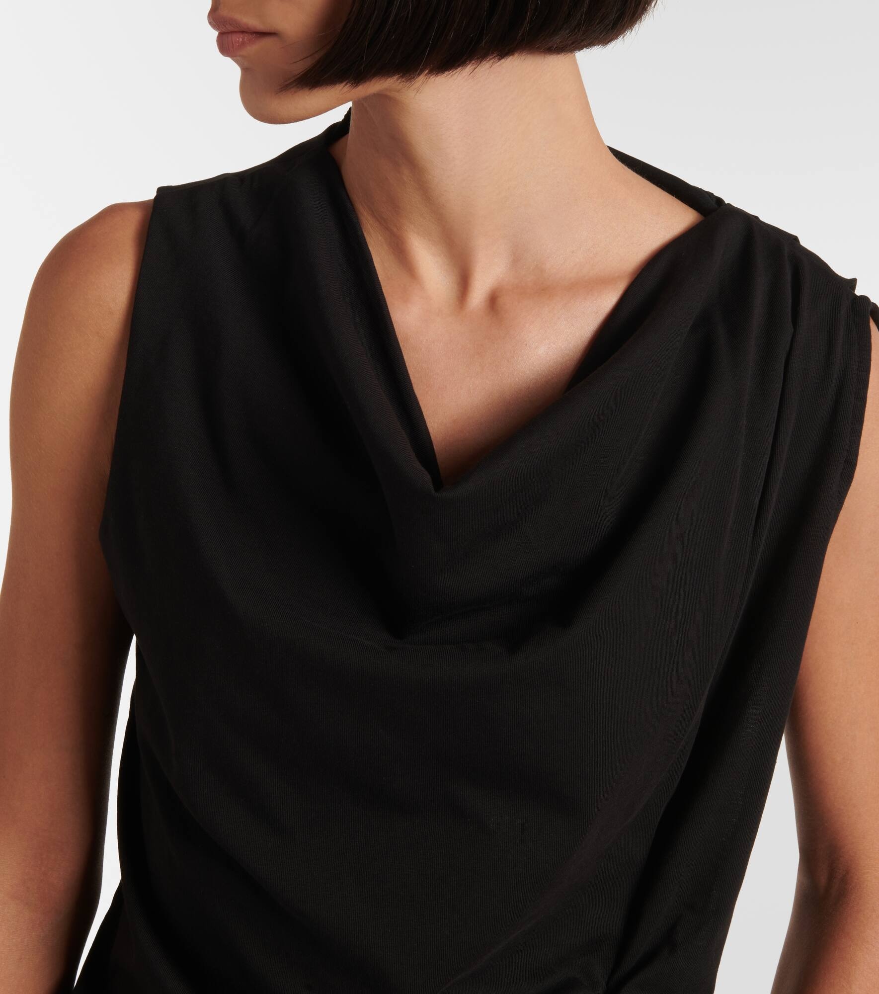 Draped cotton jersey top - 4