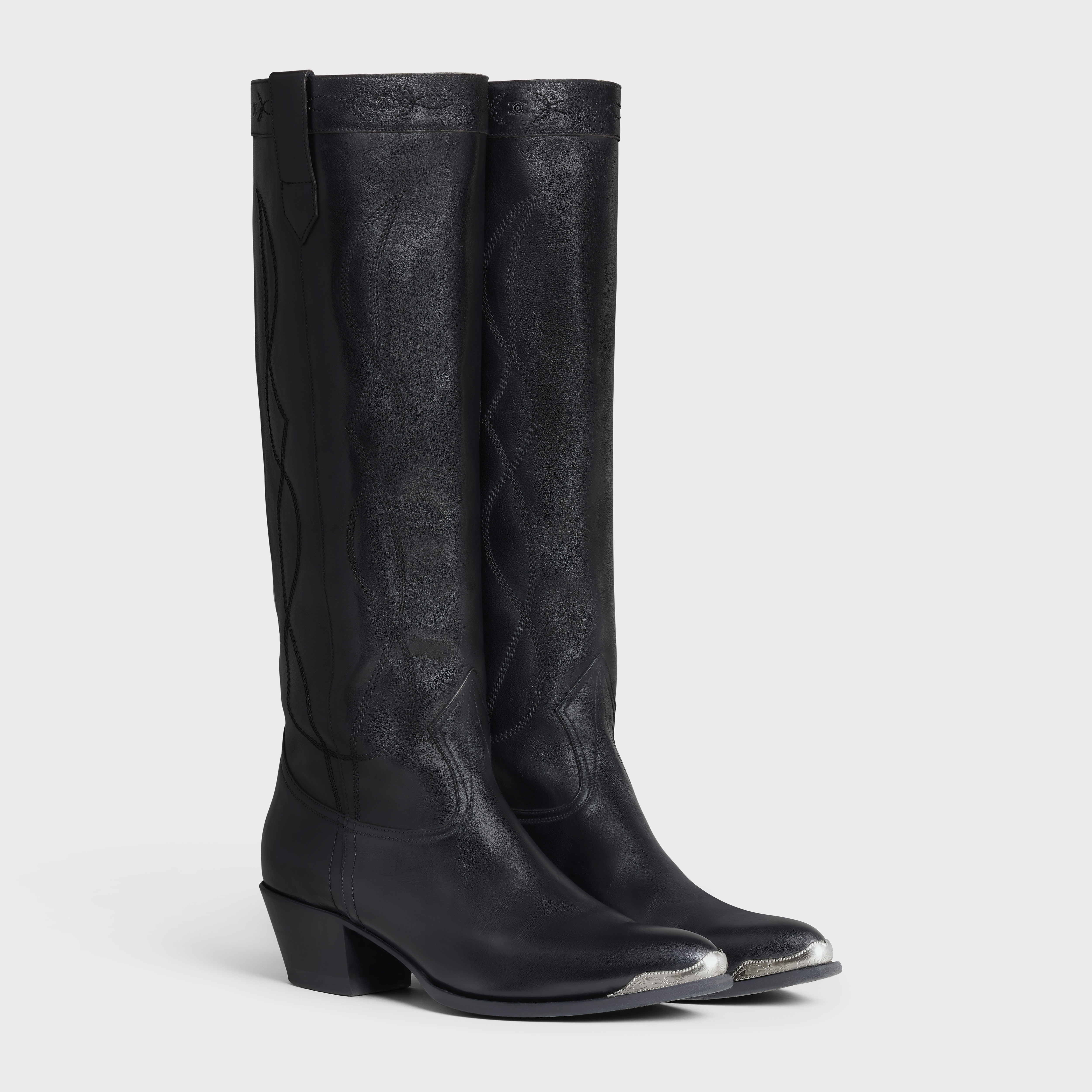 Western boots high boot with metal toe in Calfskin - 2