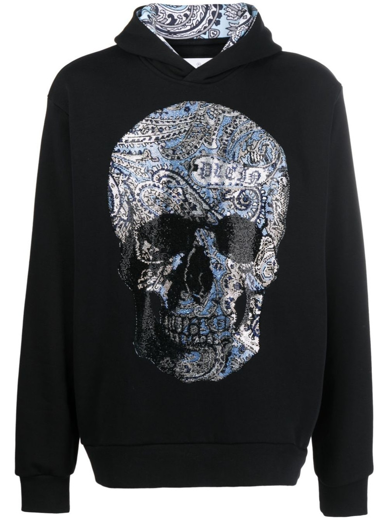 rhinestone-embellished skull hoodie 1