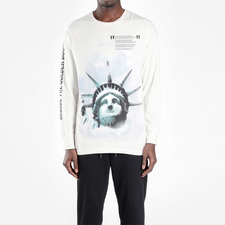 Off White Off White Statue of Liberty Long Sleeved T Shirt Black White Blue OMAB001E181850150210 REVERSIBLE