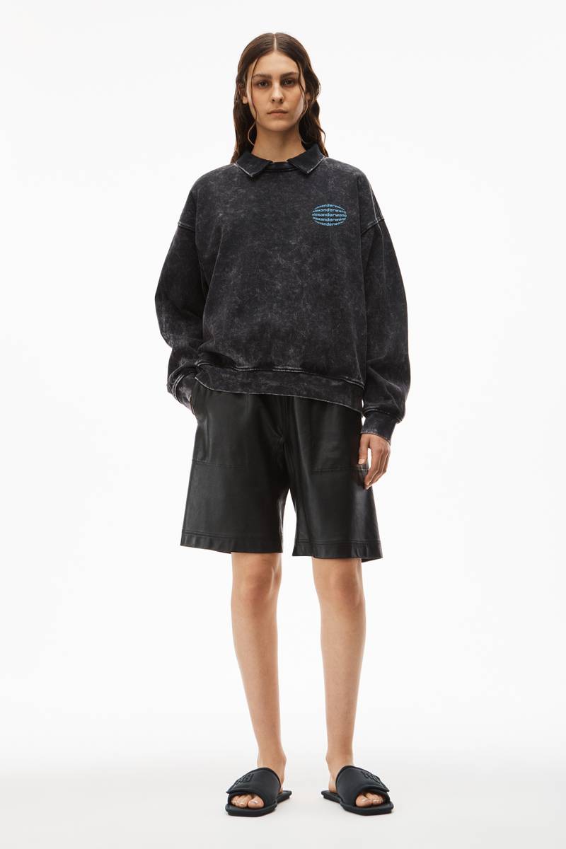 Alexander Wang COLLARED SWEATSHIRT IN ACID WASH JERSEY outlook