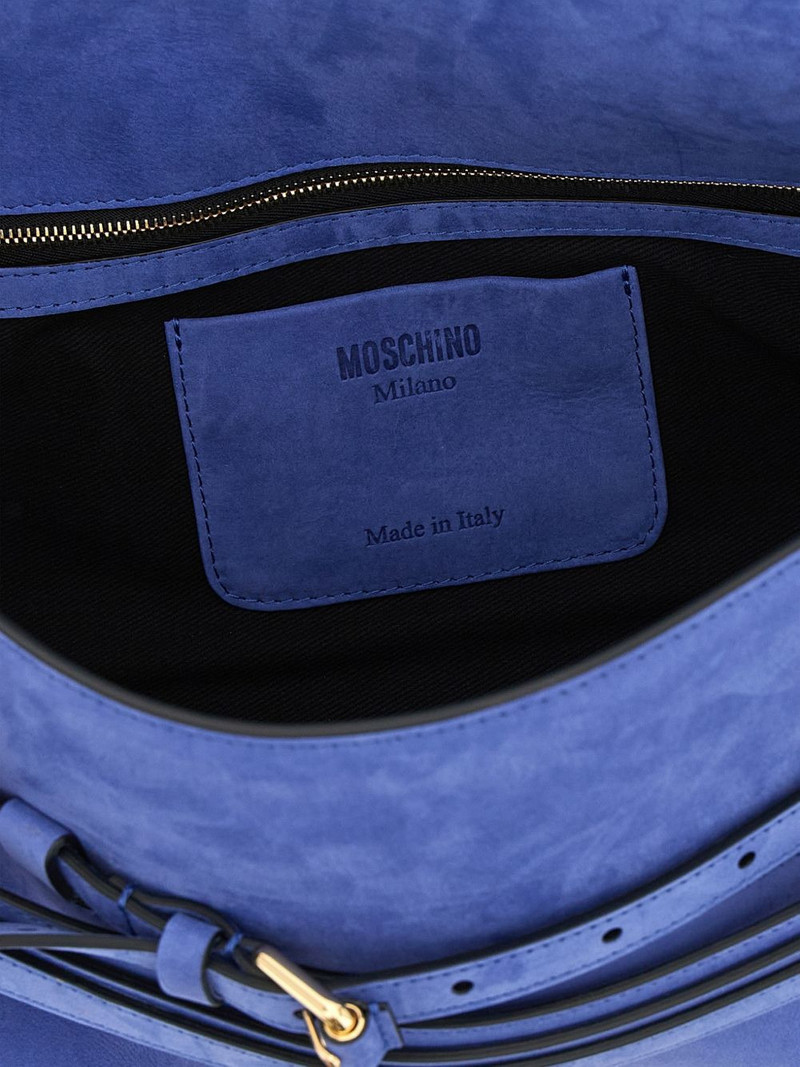 Tie Me embossed-logo suede shoulder bag 4