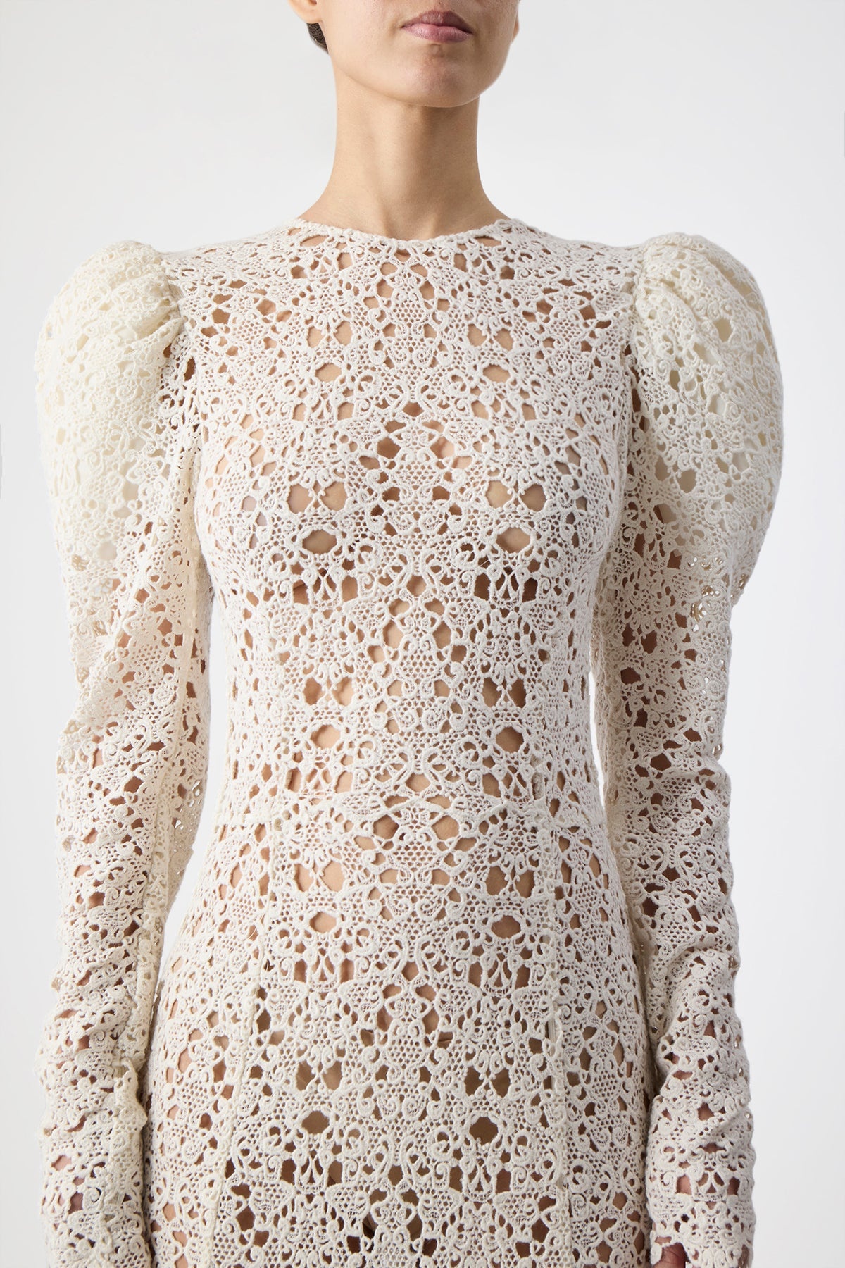 Lana Dress in Ivory Cashmere Lace - 8