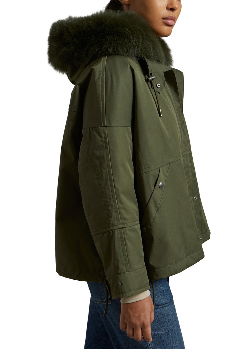 Waterproof box-cut parka made from a waterproof fabric with fox and rabbit fur trim - 2