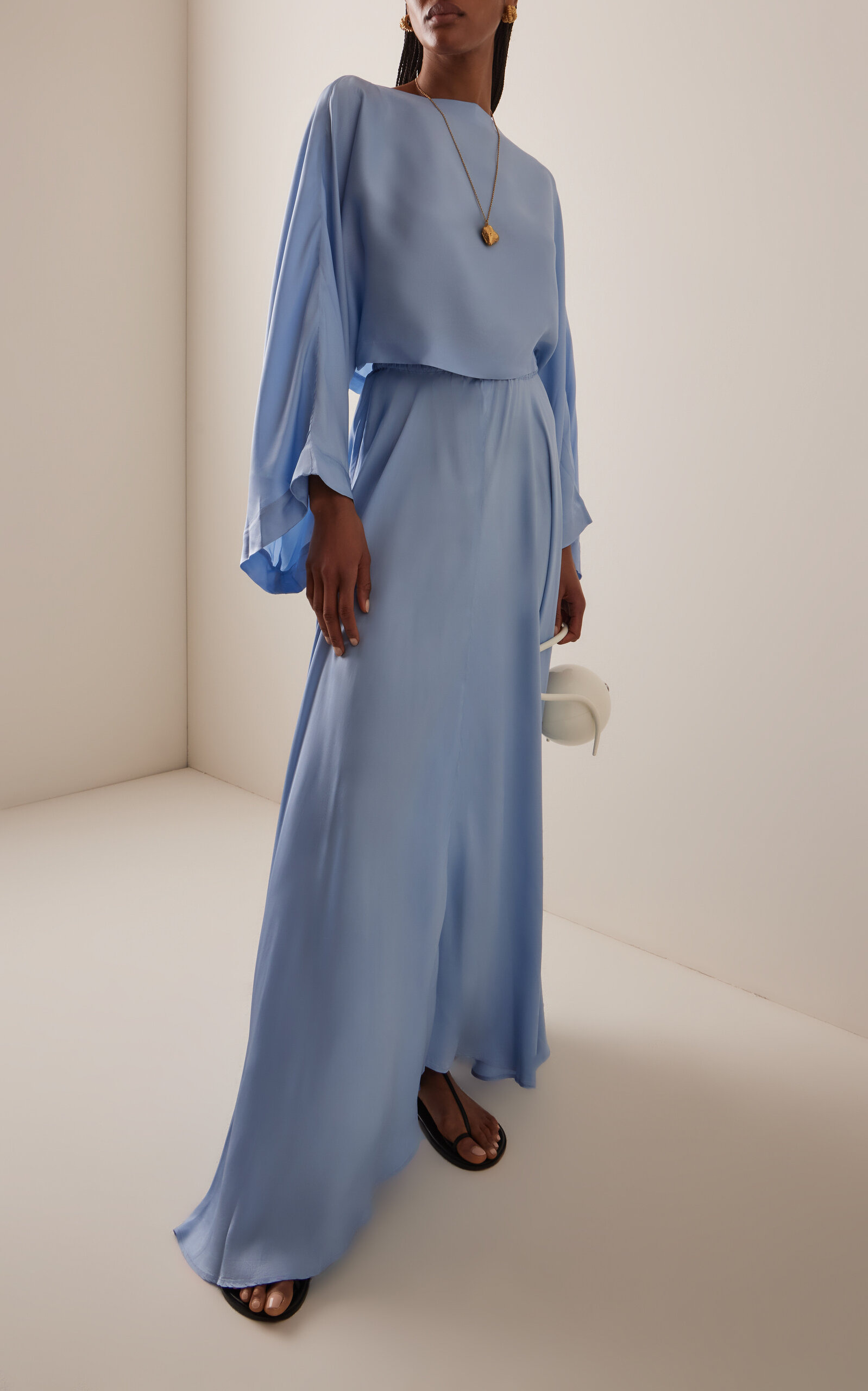 Como Twill-Satin Kimono Top blue - 4