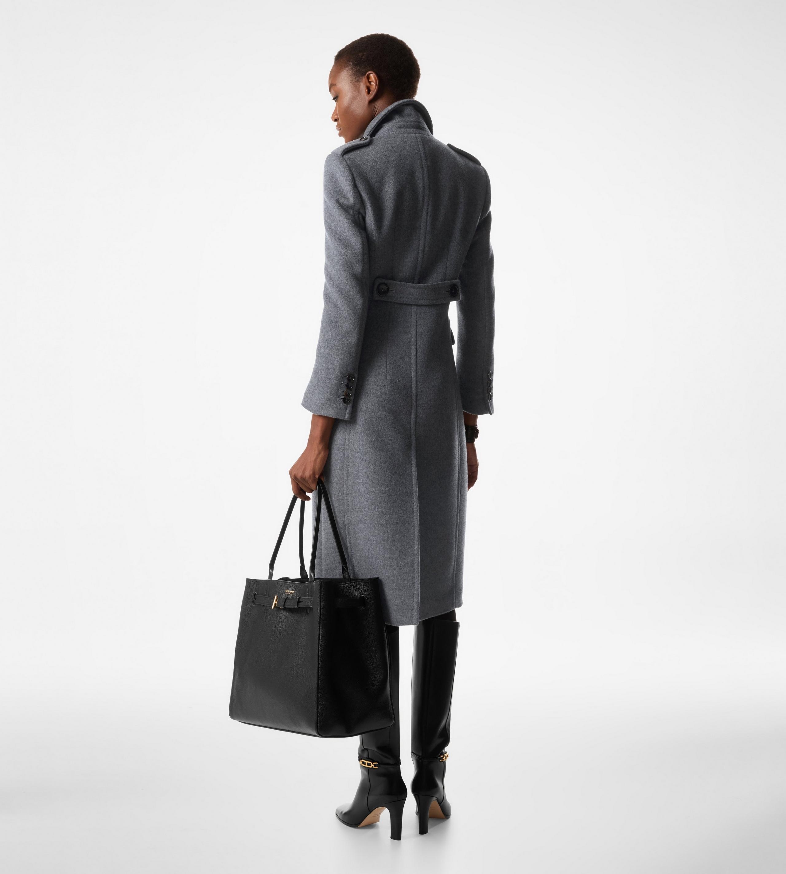 BRUSHED COMPACT CASHMERE DOUBLE BREASTED MILITARY COAT - 3