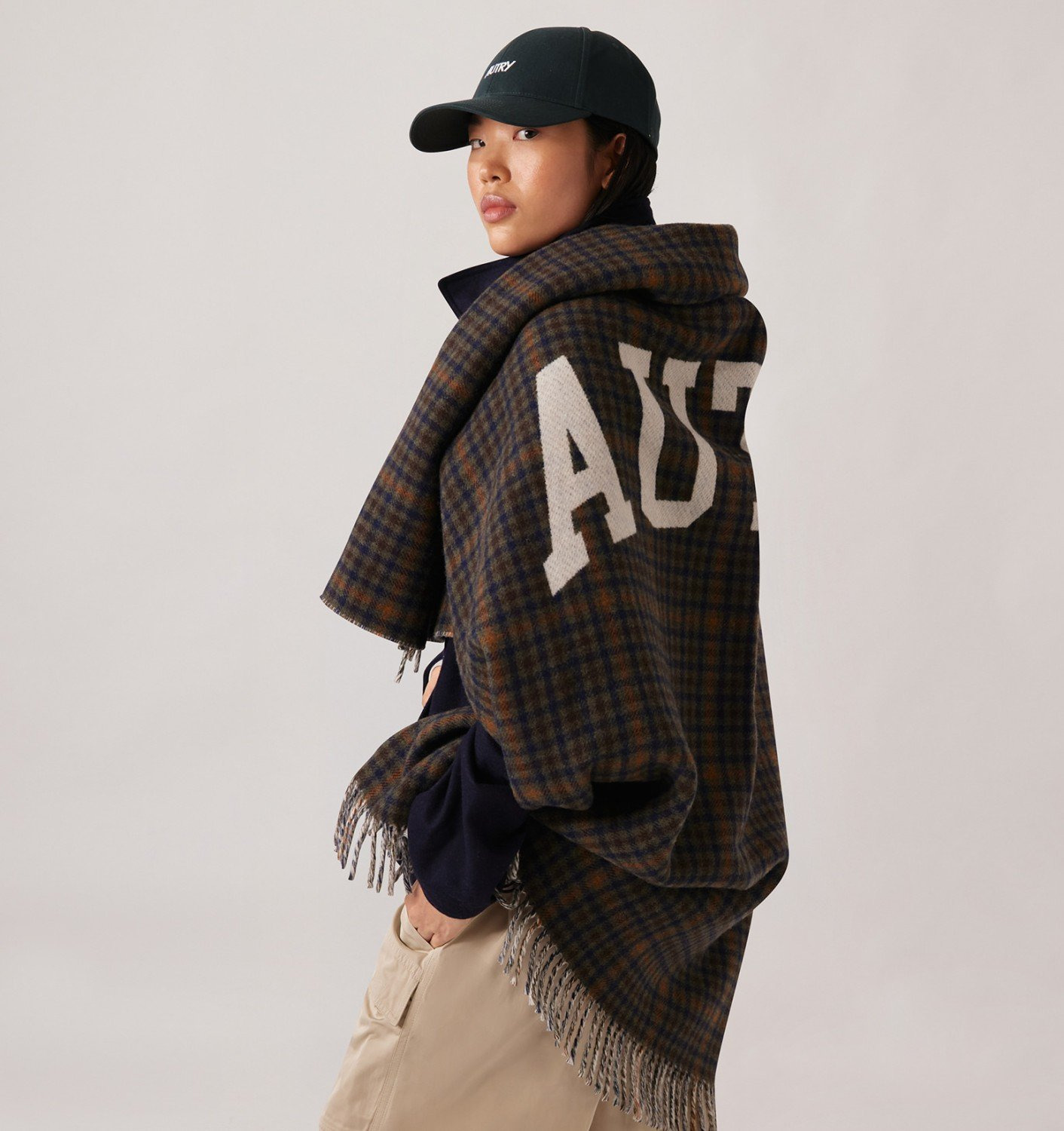 UNISEX CHECKED BLANKET WITH MAXI LOGO - 2