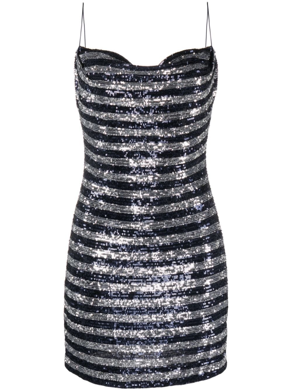 Balmain Women Babydoll Cowl Neck Glitter Short Dress - 1