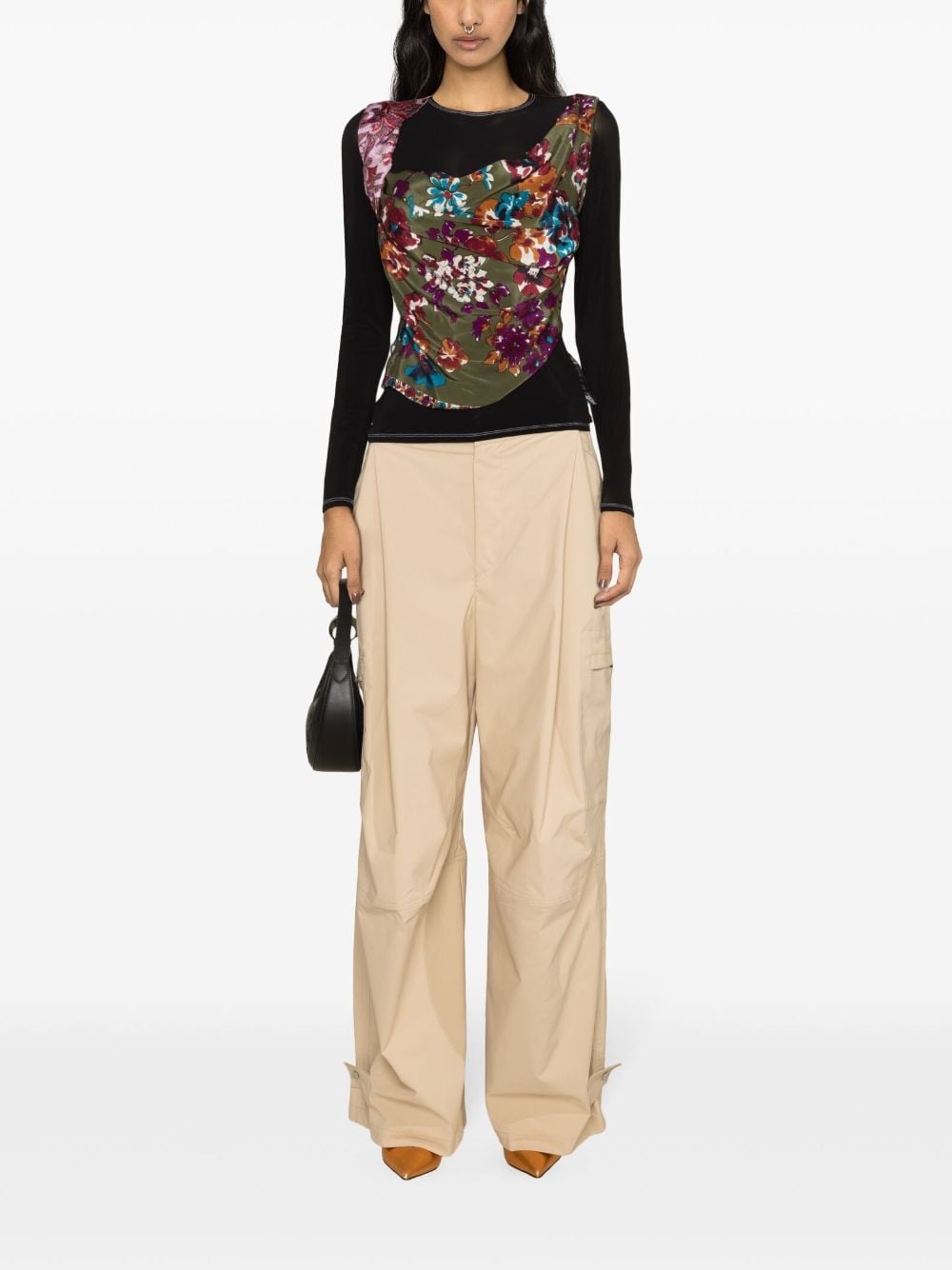 Regenerated Scarves draped T-shirt - 2